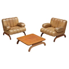Karl Wittman Set of ‘Independence’ Lounge Chairs and Coffee Table in Leather