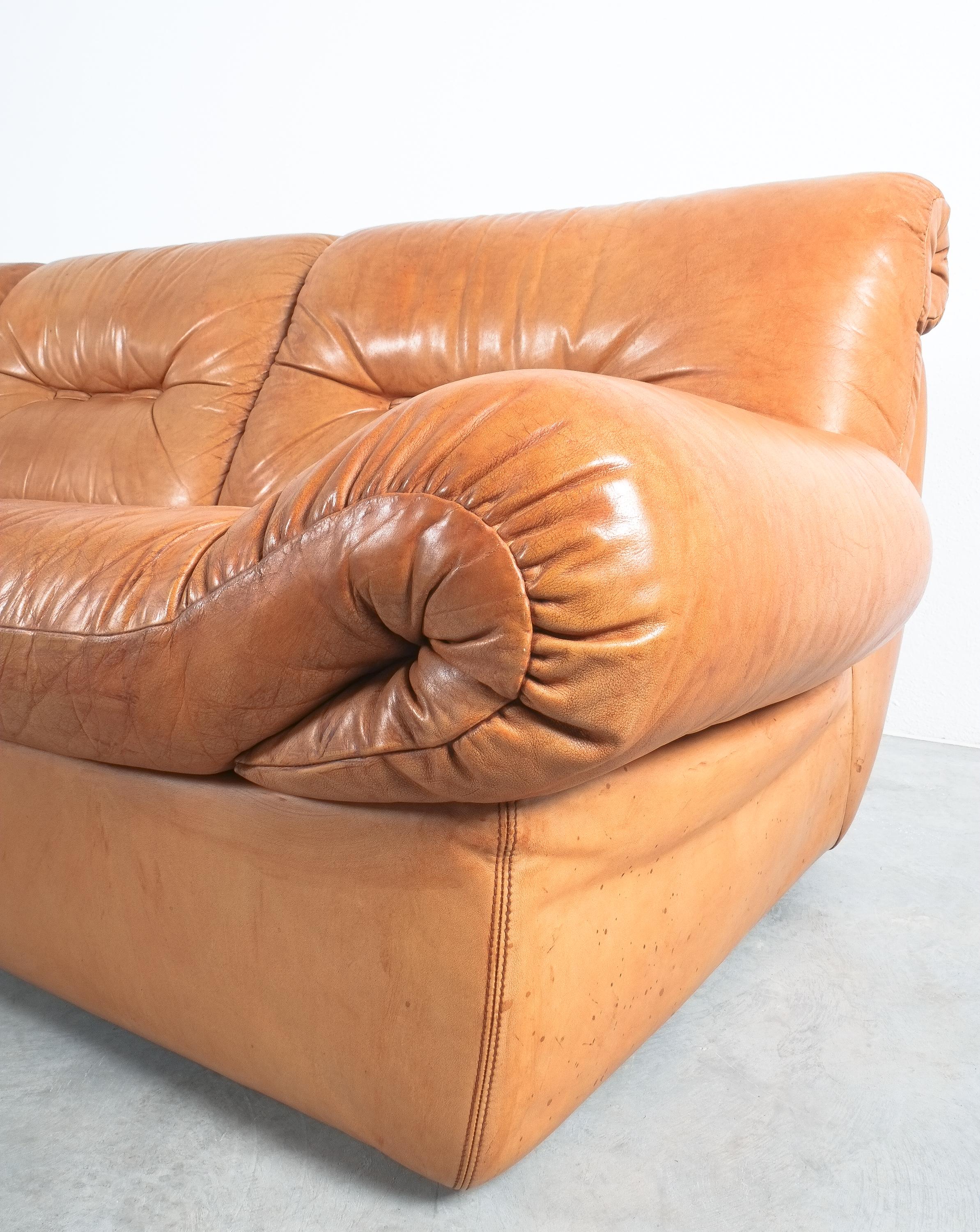 italien Fauteuil de chaise Karl Wittmann en cuir brun cognac par Bruno Egger, Autriche 1971 en vente