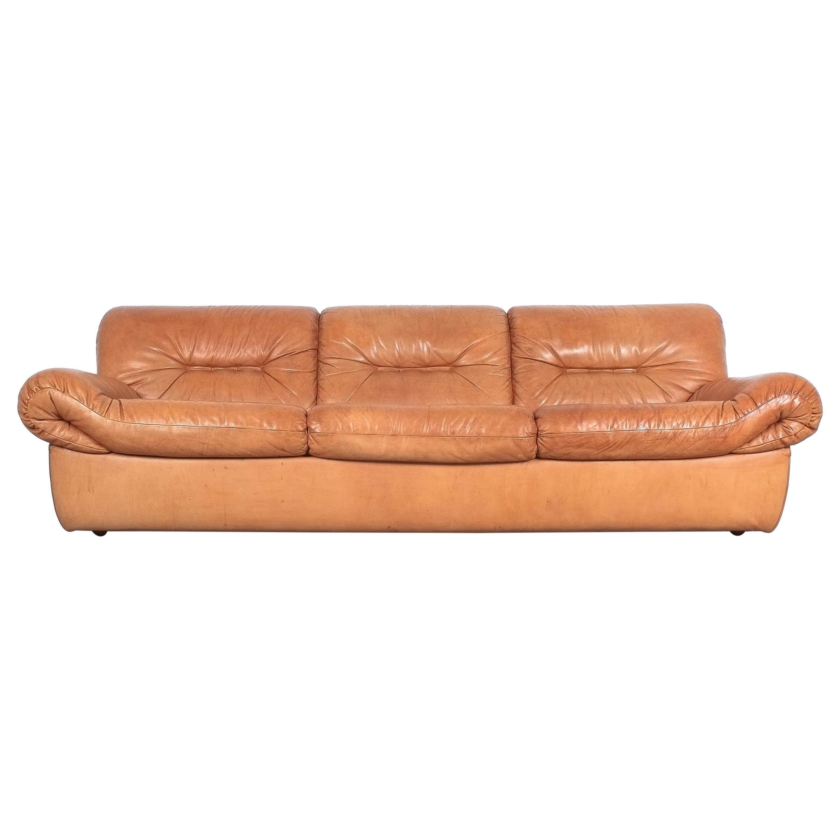 Karl Wittmann Chairman Sofa Cognac Brown Leather by Bruno Egger, Austria  1971 For Sale at 1stDibs
