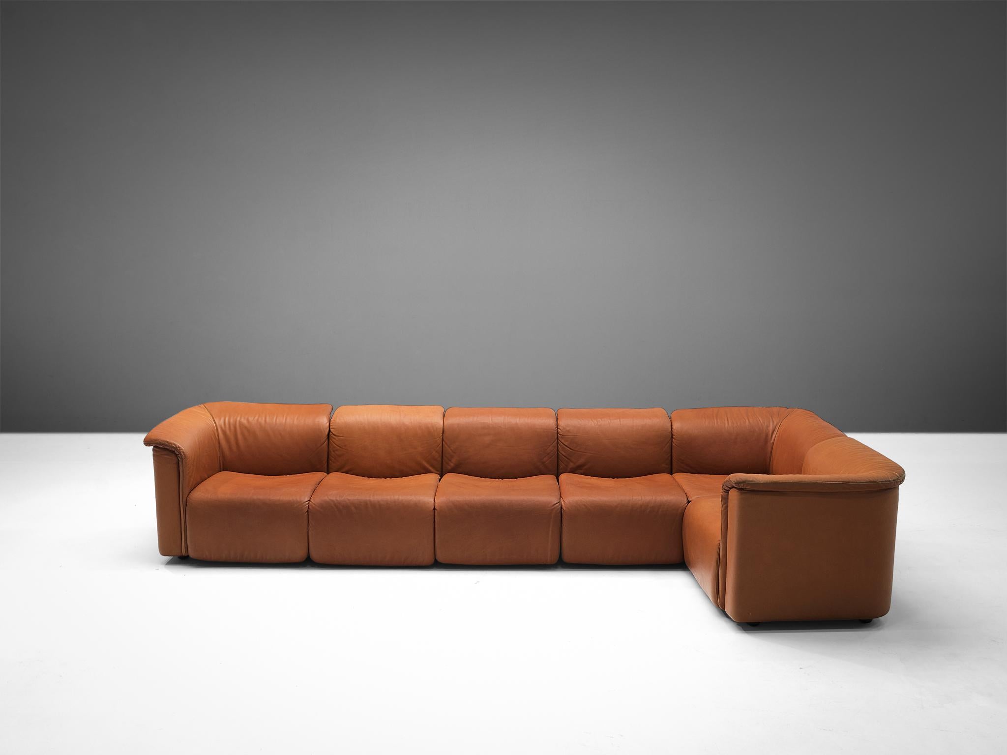 Karl Wittmann for Wittmann Möbelwerkstätten Modular Sofa in Cognac Leather 3