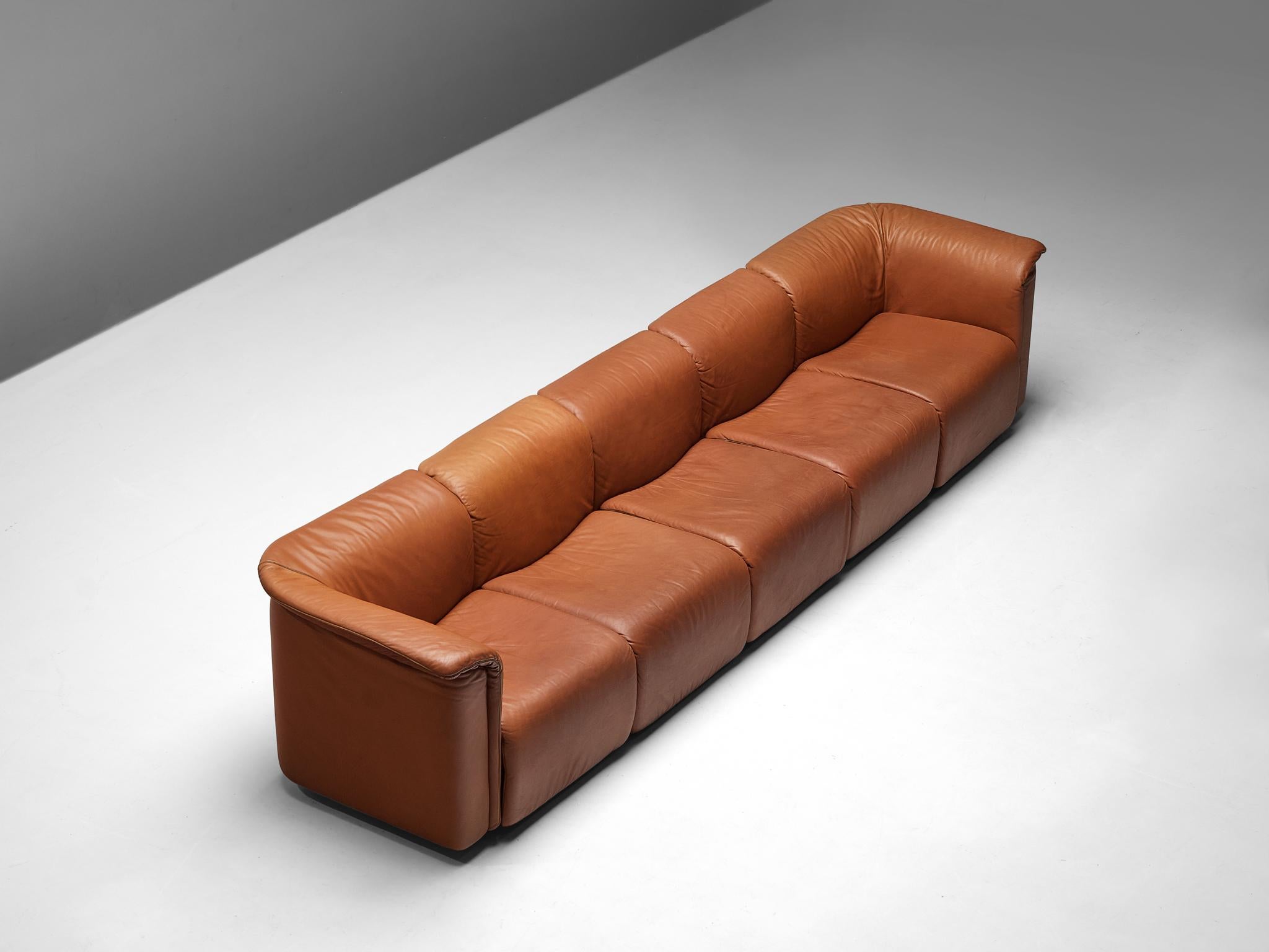Karl Wittmann for Wittmann Möbelwerkstätten Modular Sofa in Cognac Leather 1