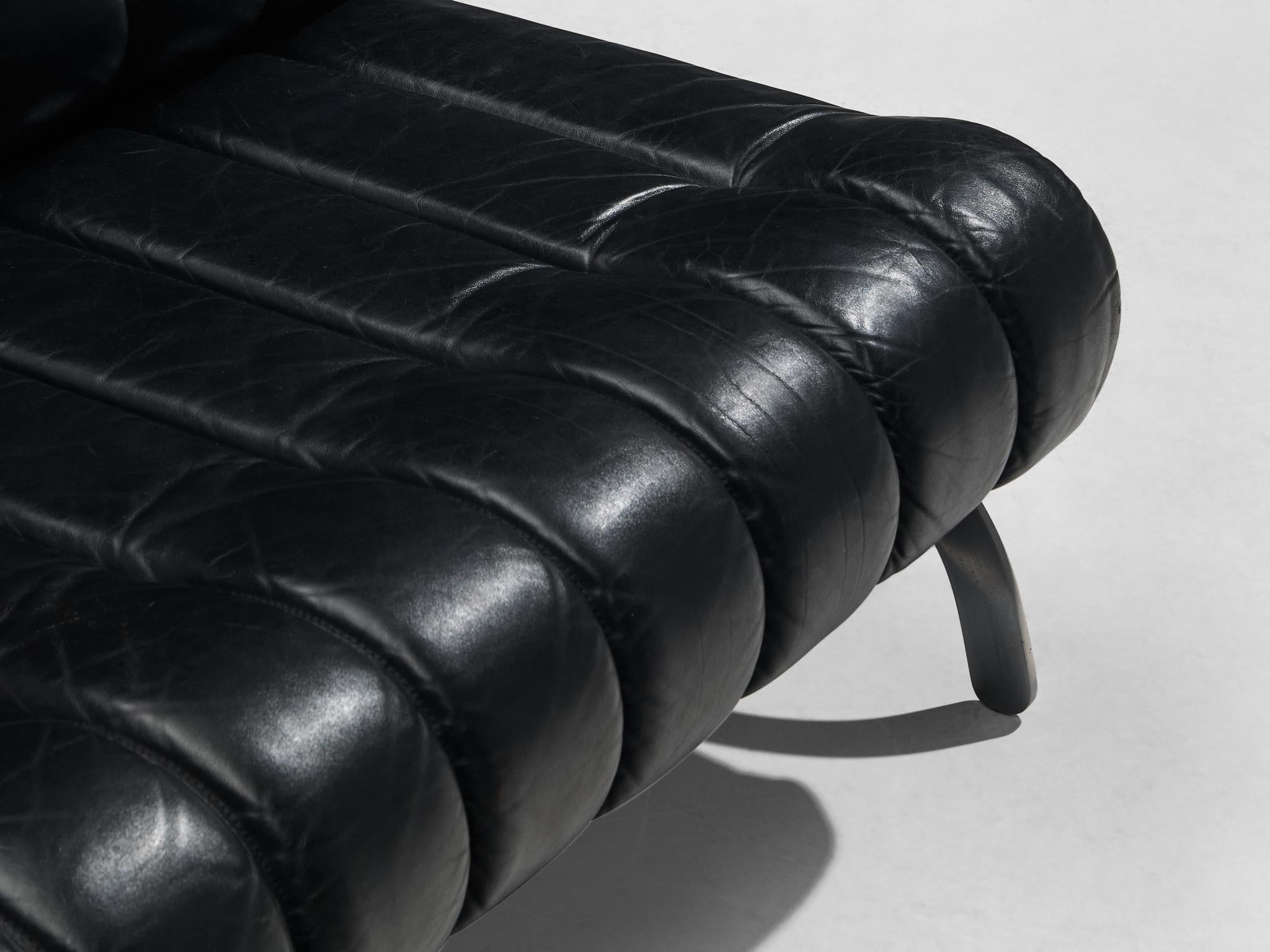 Karl Wittmann 'Independence' Sofa or Daybed in Metal and Black Leather 6
