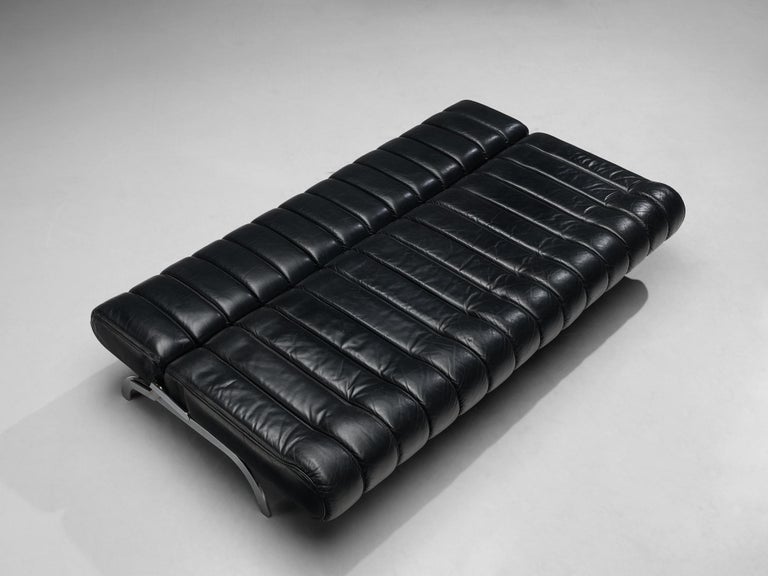 Karl Wittmann 'Independence' Sofa or Daybed in Metal and Black Leather