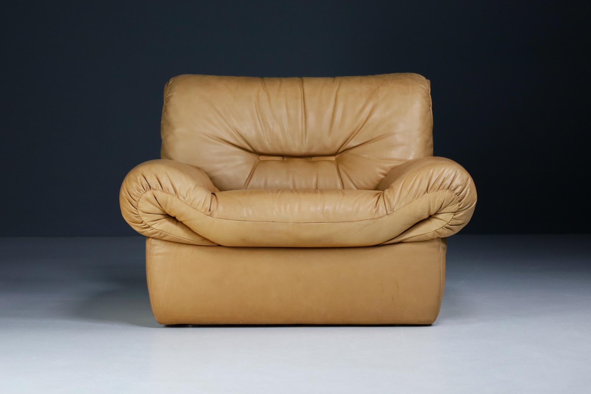 Karl Wittmann Lounge Chair Cognac Brown Leder, von Bruno Egger, Österreich, 1971 (Moderne der Mitte des Jahrhunderts) im Angebot