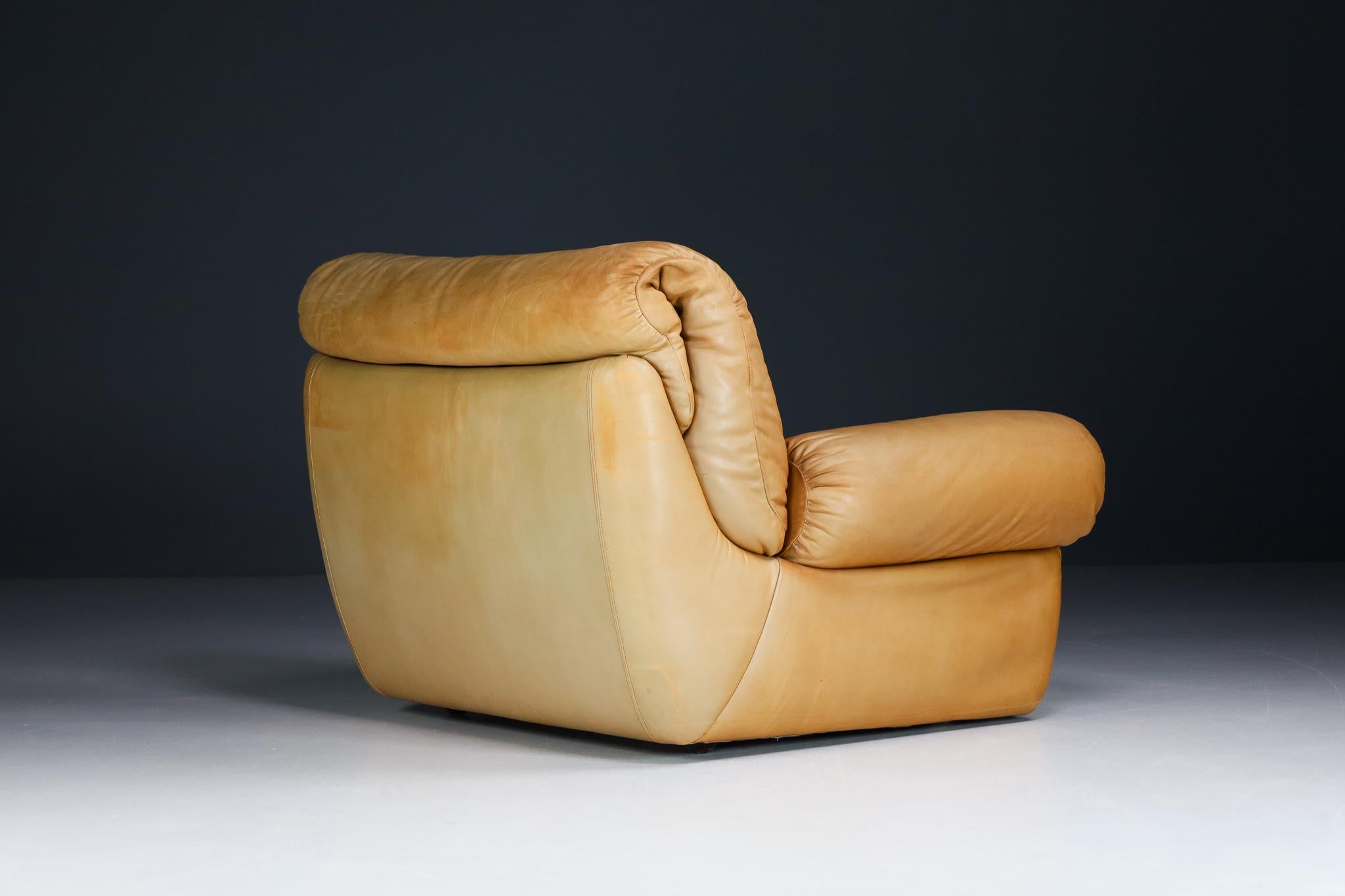 Karl Wittmann Lounge Chair Cognac Brown Leder, von Bruno Egger, Österreich, 1971 (Österreichisch) im Angebot