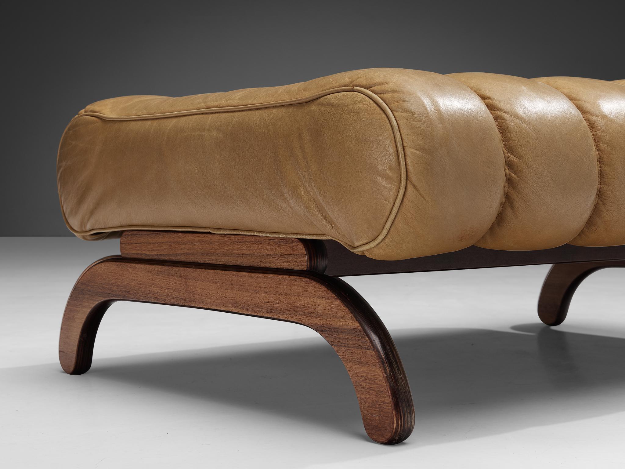 camel leather bench