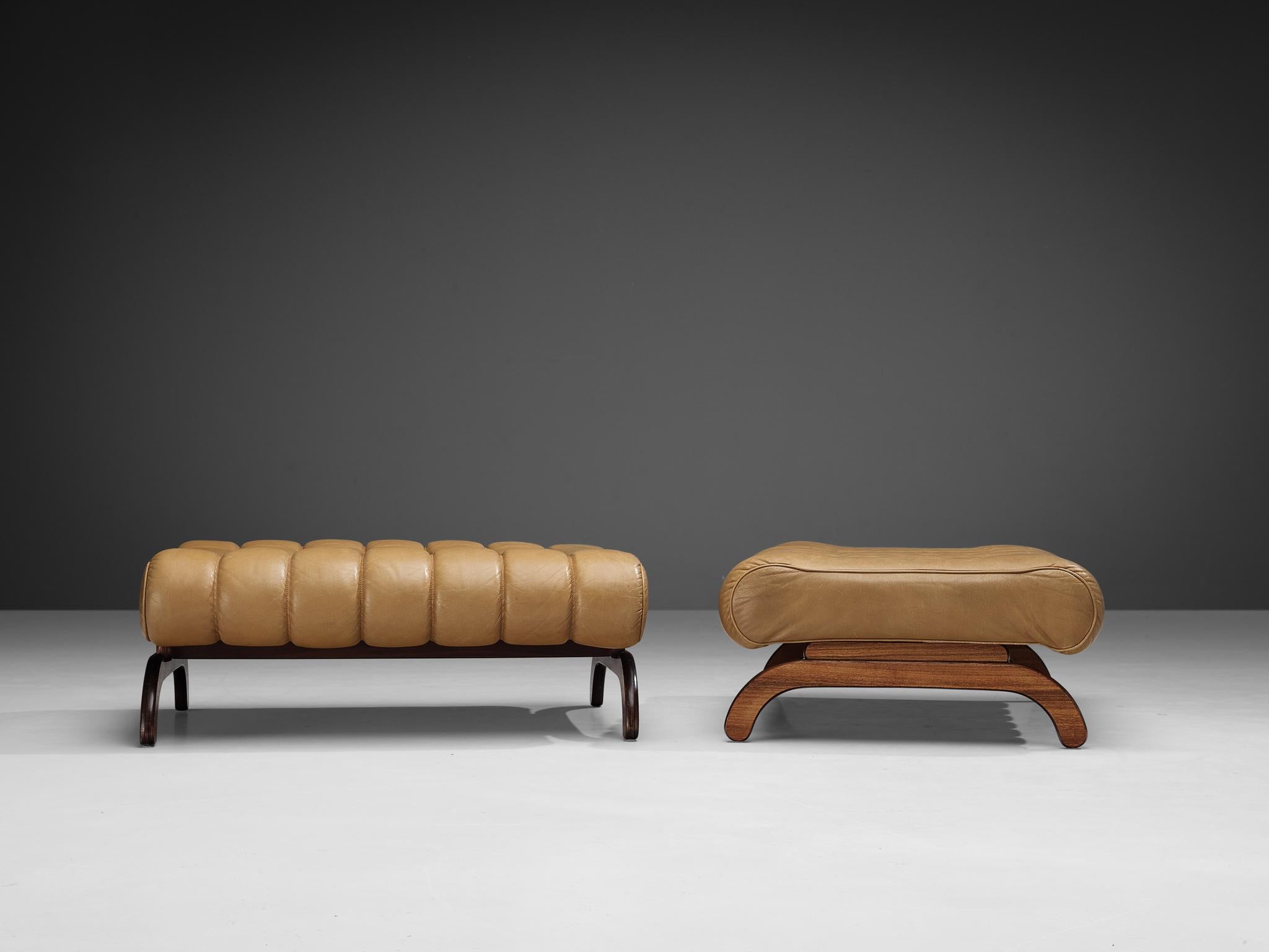 Karl Wittmann Pair of ‘Independence’ Benches in Camel Leather 2