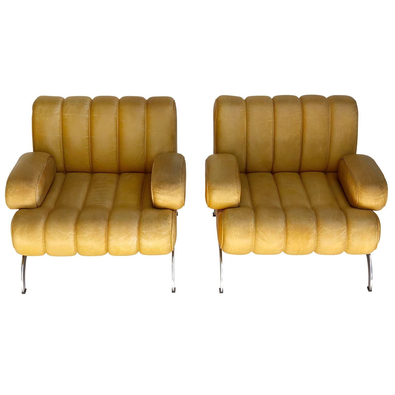 Karl Wittmann Sofa Daybed Independence:: patiniertes gelbes Leder:: Österreich:: 1970er Jahre 8