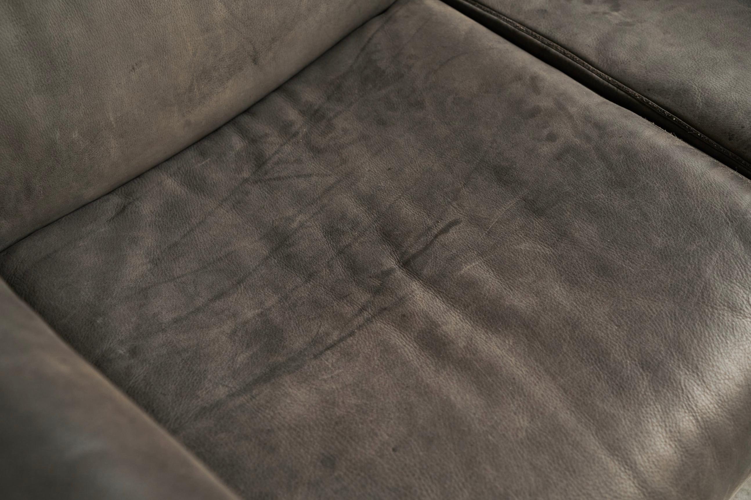 Karl Wittmann Sofa in Patinated Grey Leather 1980s For Sale 4