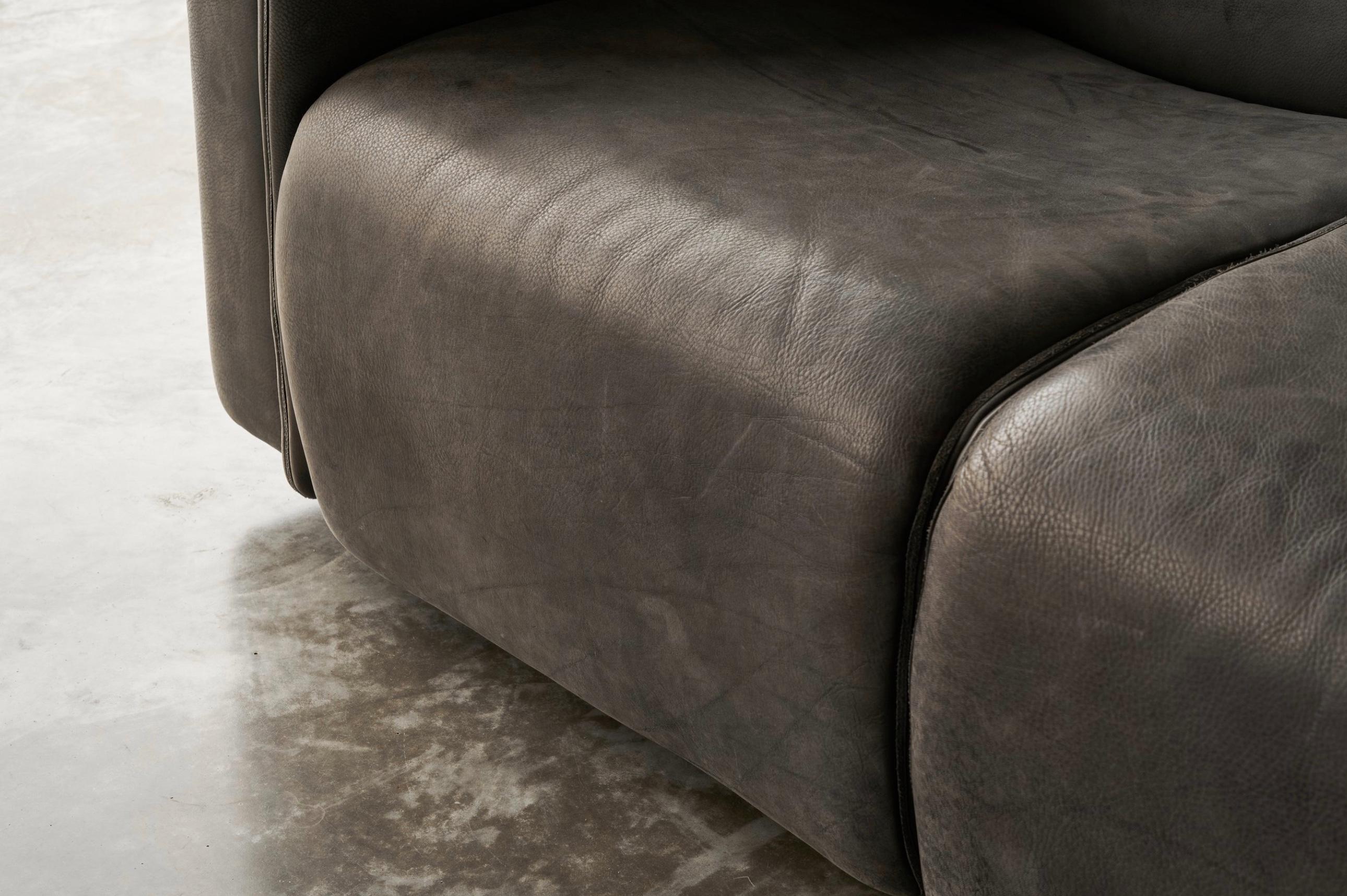 Austrian Karl Wittmann Sofa in Patinated Grey Leather 1980s For Sale