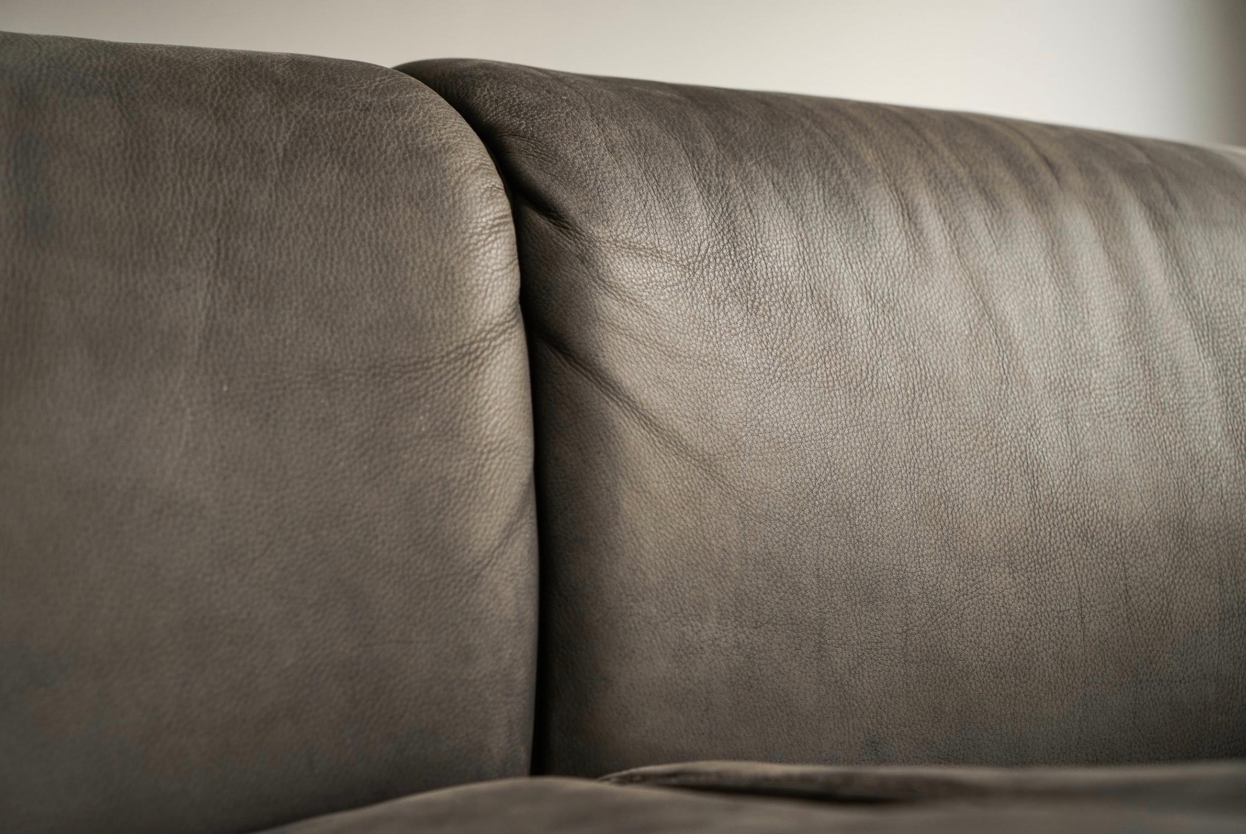 Hand-Crafted Karl Wittmann Sofa in Patinated Grey Leather 1980s For Sale