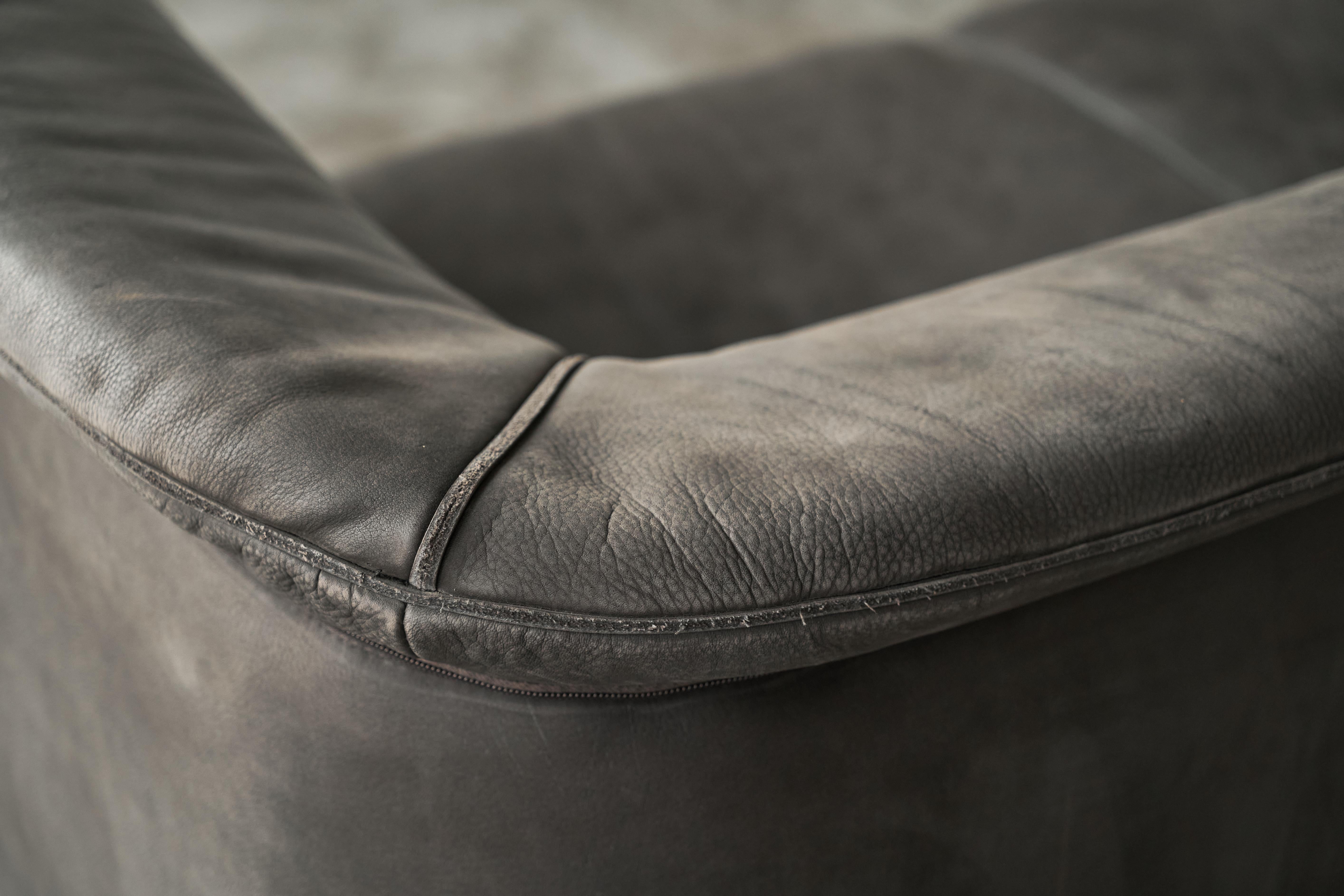 20th Century Karl Wittmann Sofa in Patinated Grey Leather 1980s For Sale