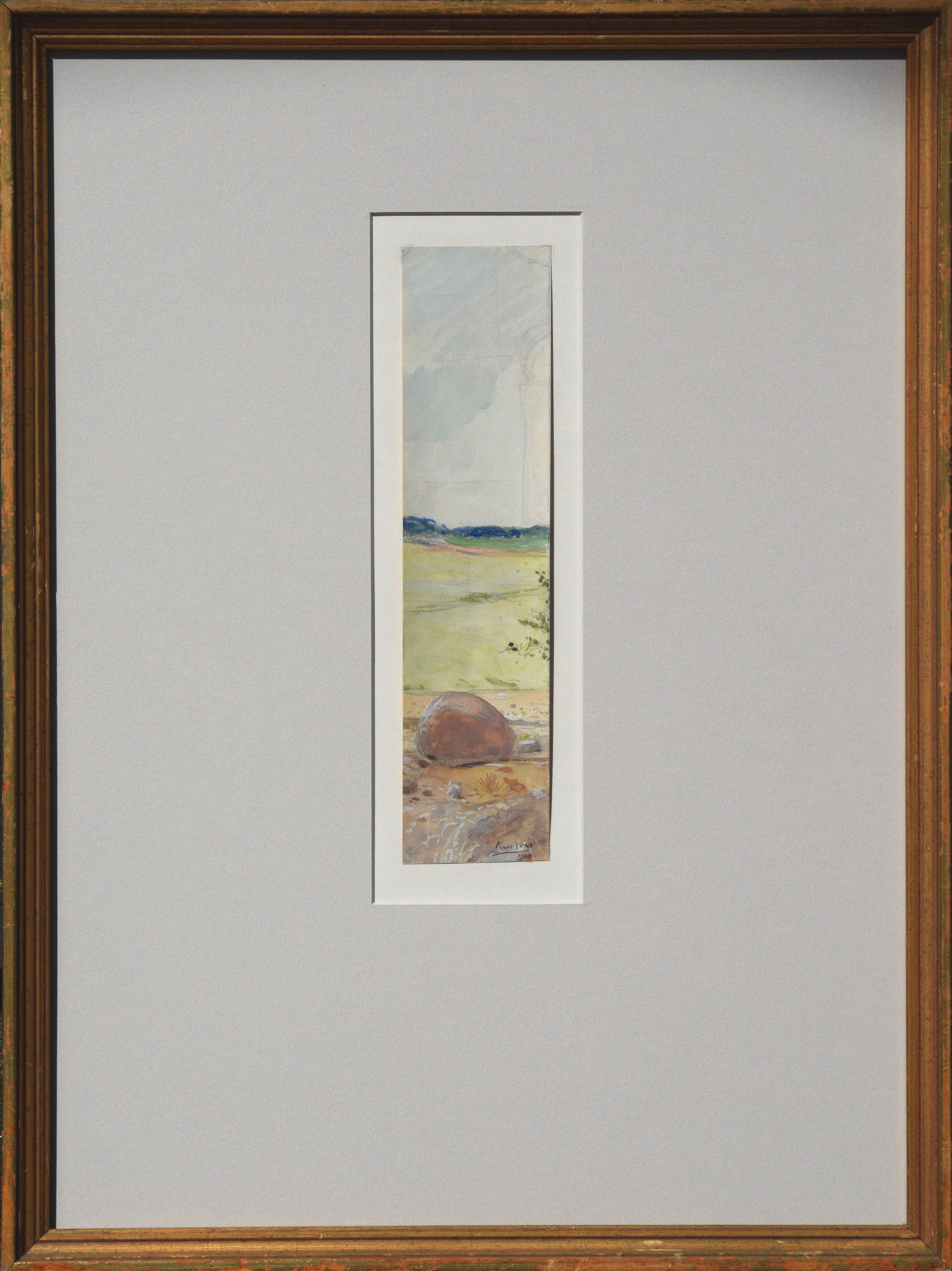Landscape Art Karl Yens - Paysage rocheux des montagnes lointaines