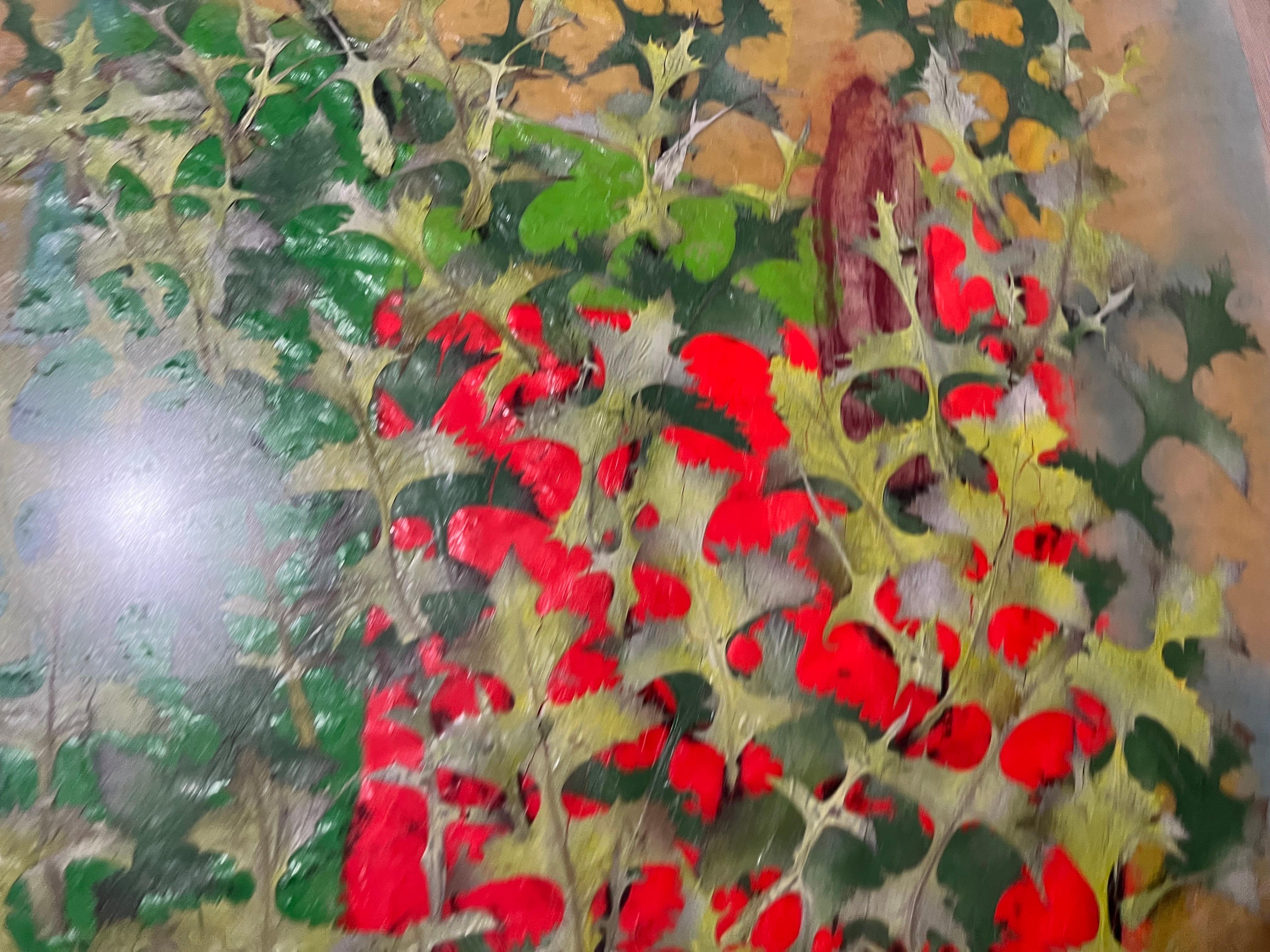 Boston Modernist Painting Floral Foliage Collage German Expressionist Karl Zerbe For Sale 10