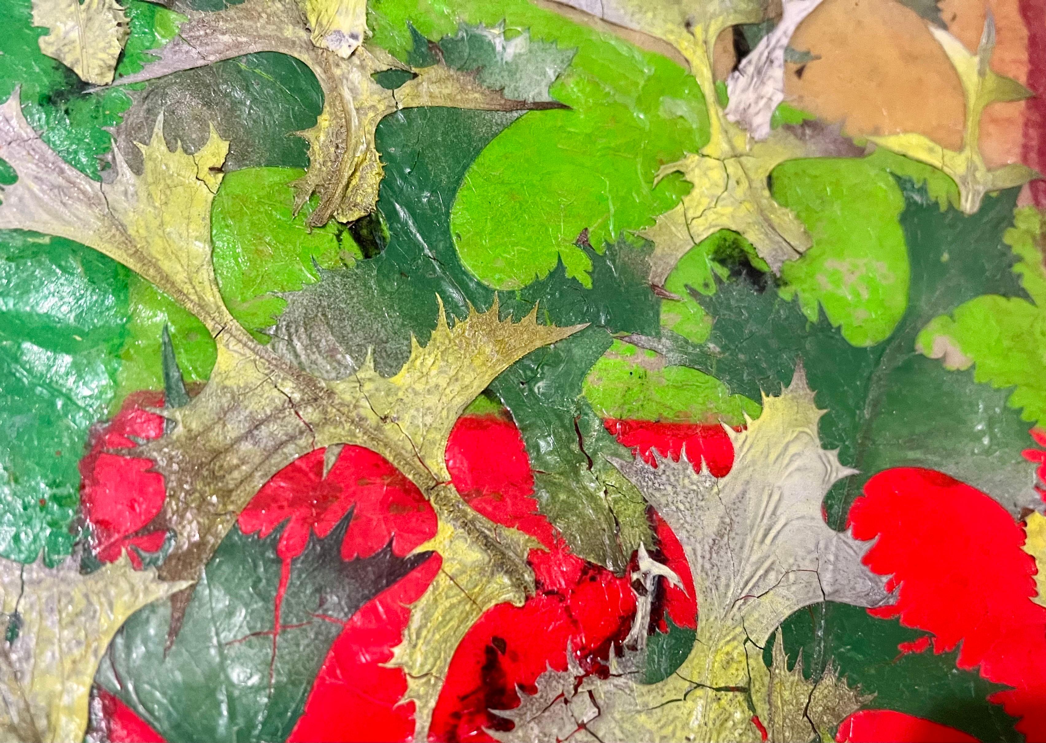 Boston Modernist Malerei Floral Foliage Collage Deutsch Expressionist Karl Zerbe im Angebot 3