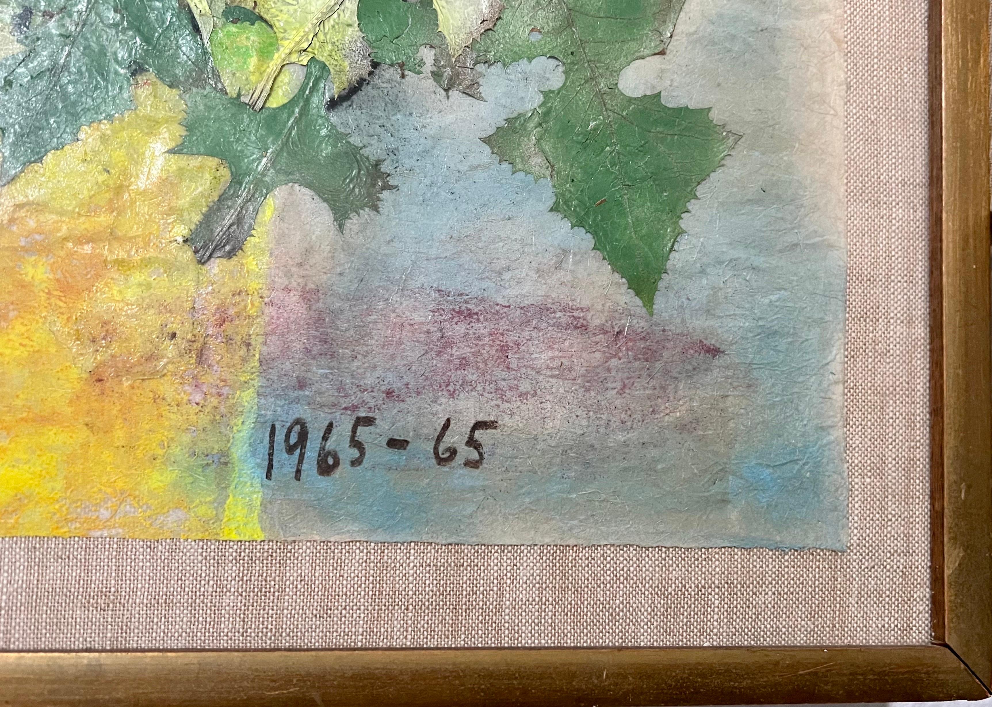 Boston Modernist Malerei Floral Foliage Collage Deutsch Expressionist Karl Zerbe im Angebot 4