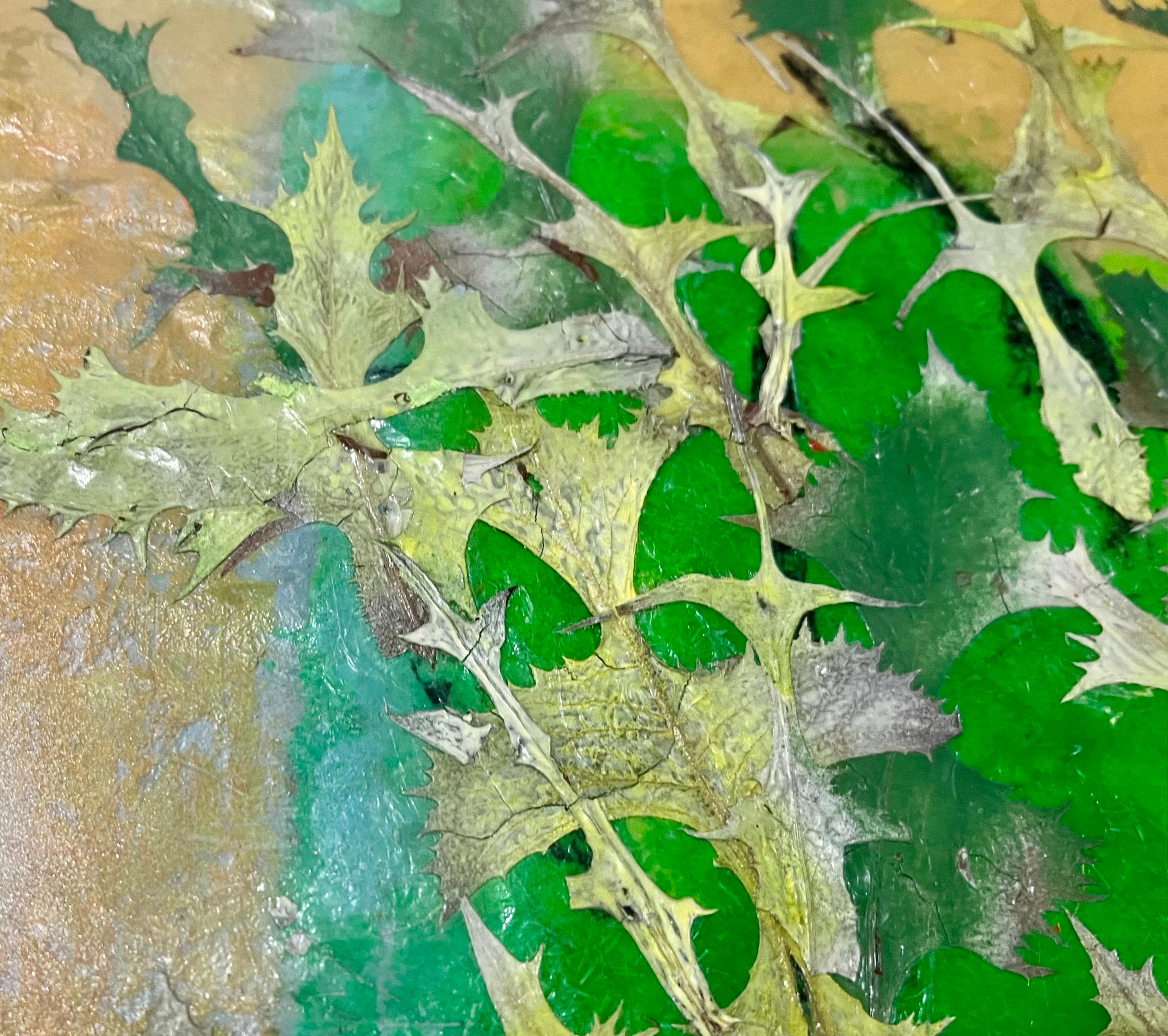 Boston Modernist Malerei Floral Foliage Collage Deutsch Expressionist Karl Zerbe im Angebot 6