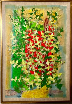 Boston Modernist Painting Floral Foliage Collage German Expressionist Karl Zerbe