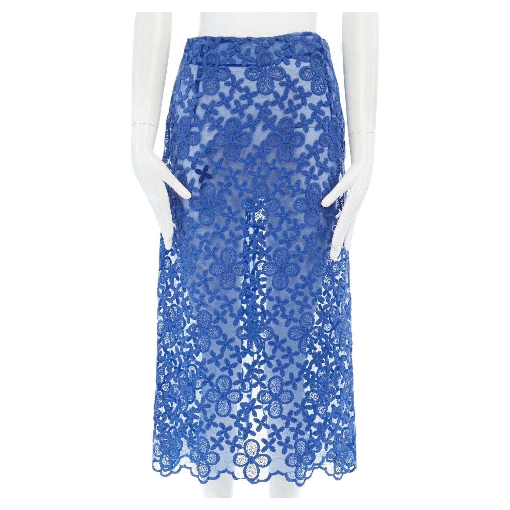 12037 Blue Waist Detailed Knee Length Skirt