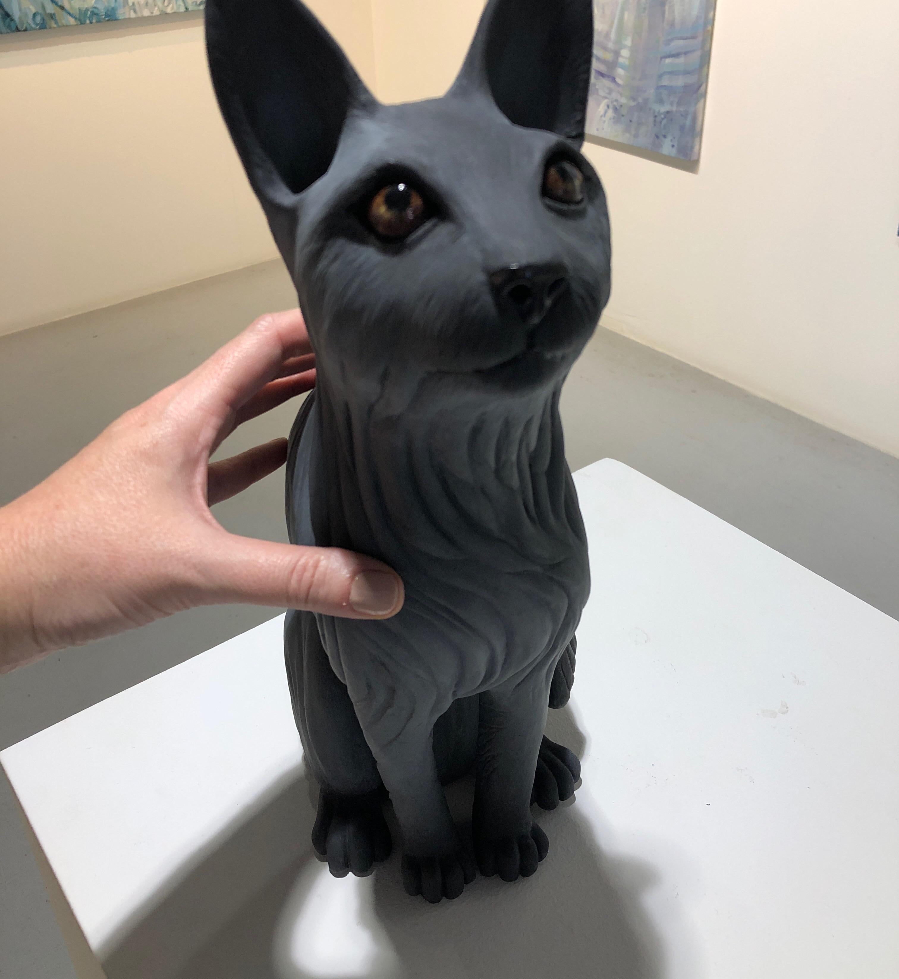 Ceramic Sculpture Titled: I Have a Cat - Gray Still-Life Sculpture by Karla Walter