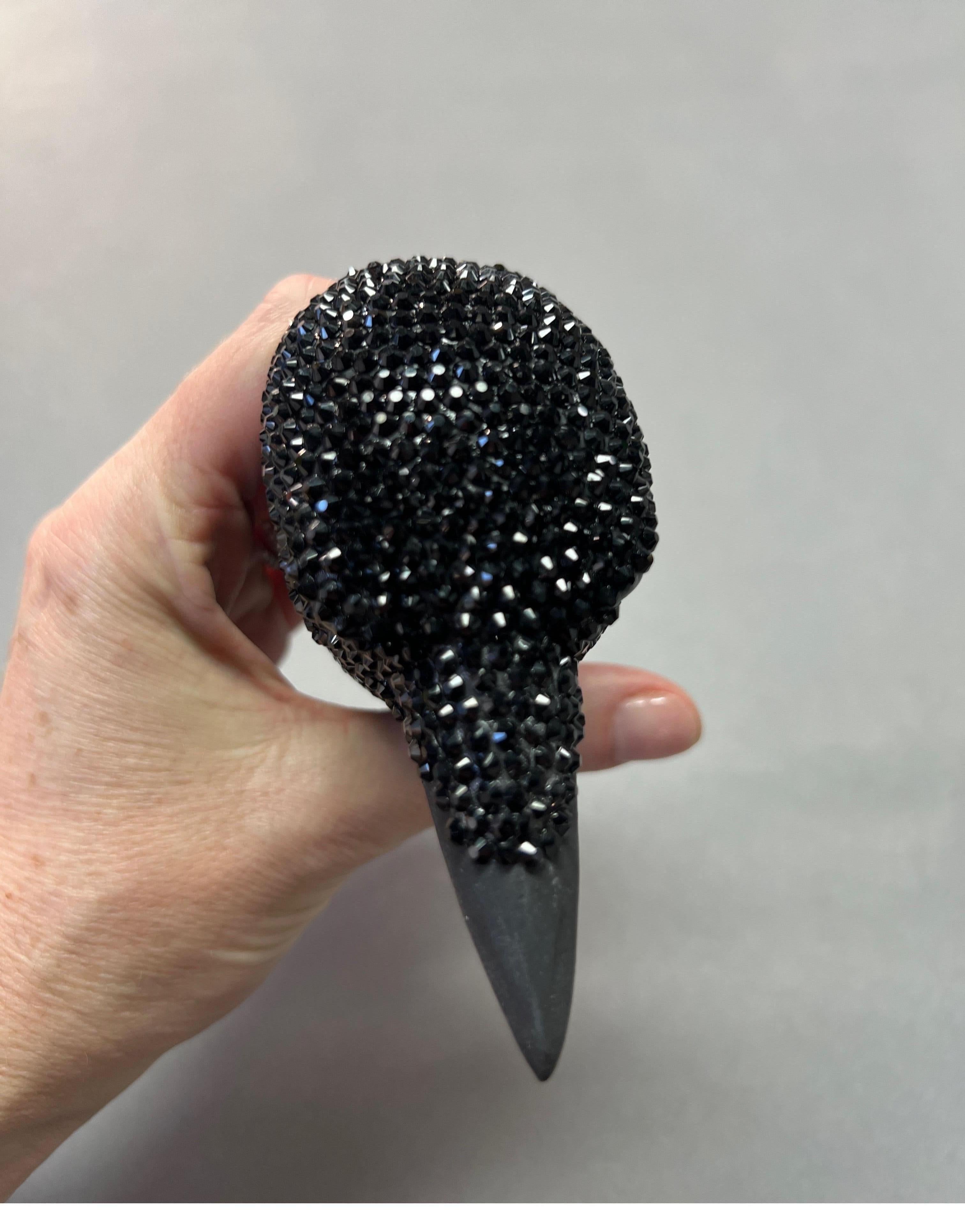 Ceramic, Swarovski Crystals, Wall Sculpture of Crow Head For Sale 4
