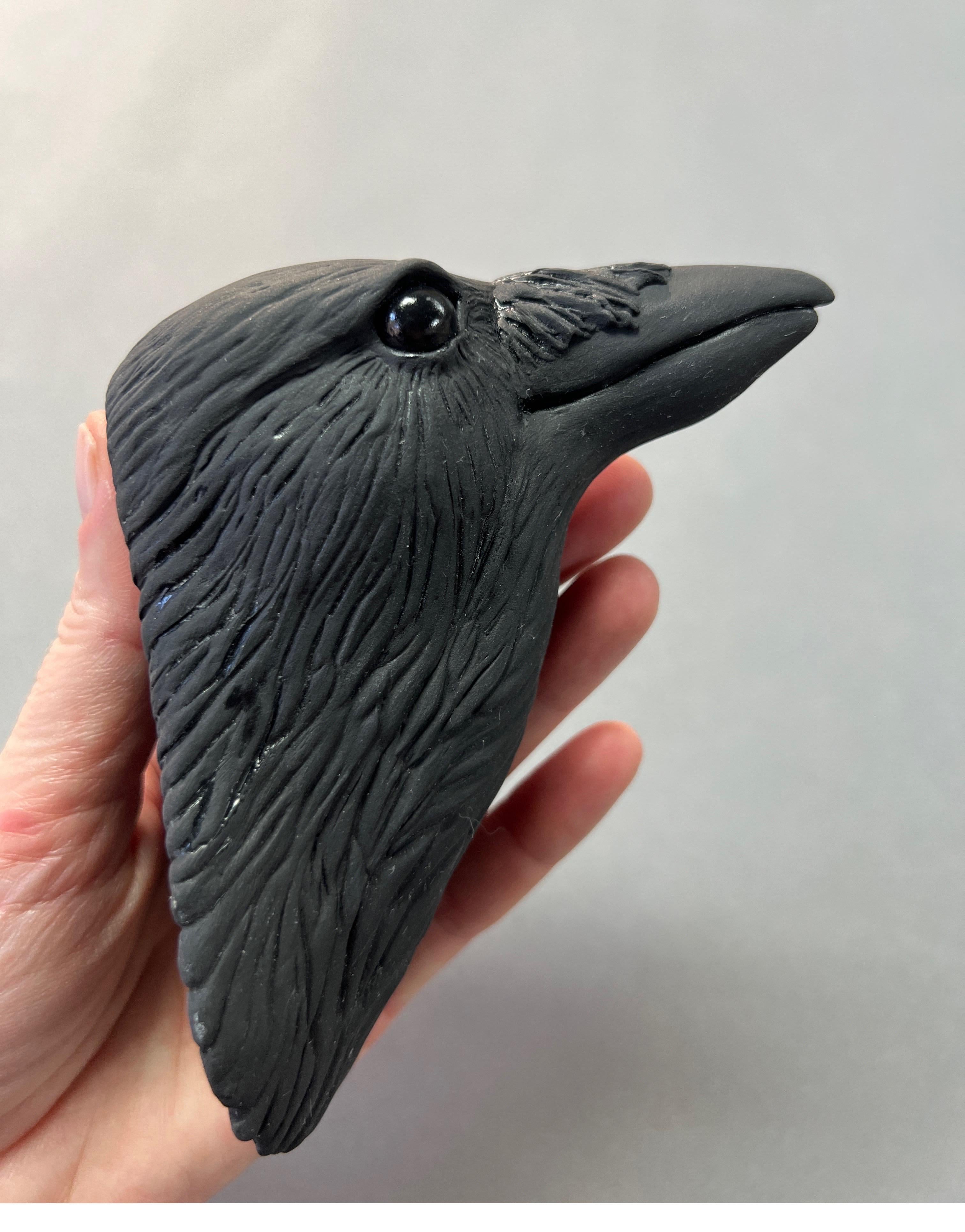 Ceramic Wall Sculpture of Crow #15 For Sale 6
