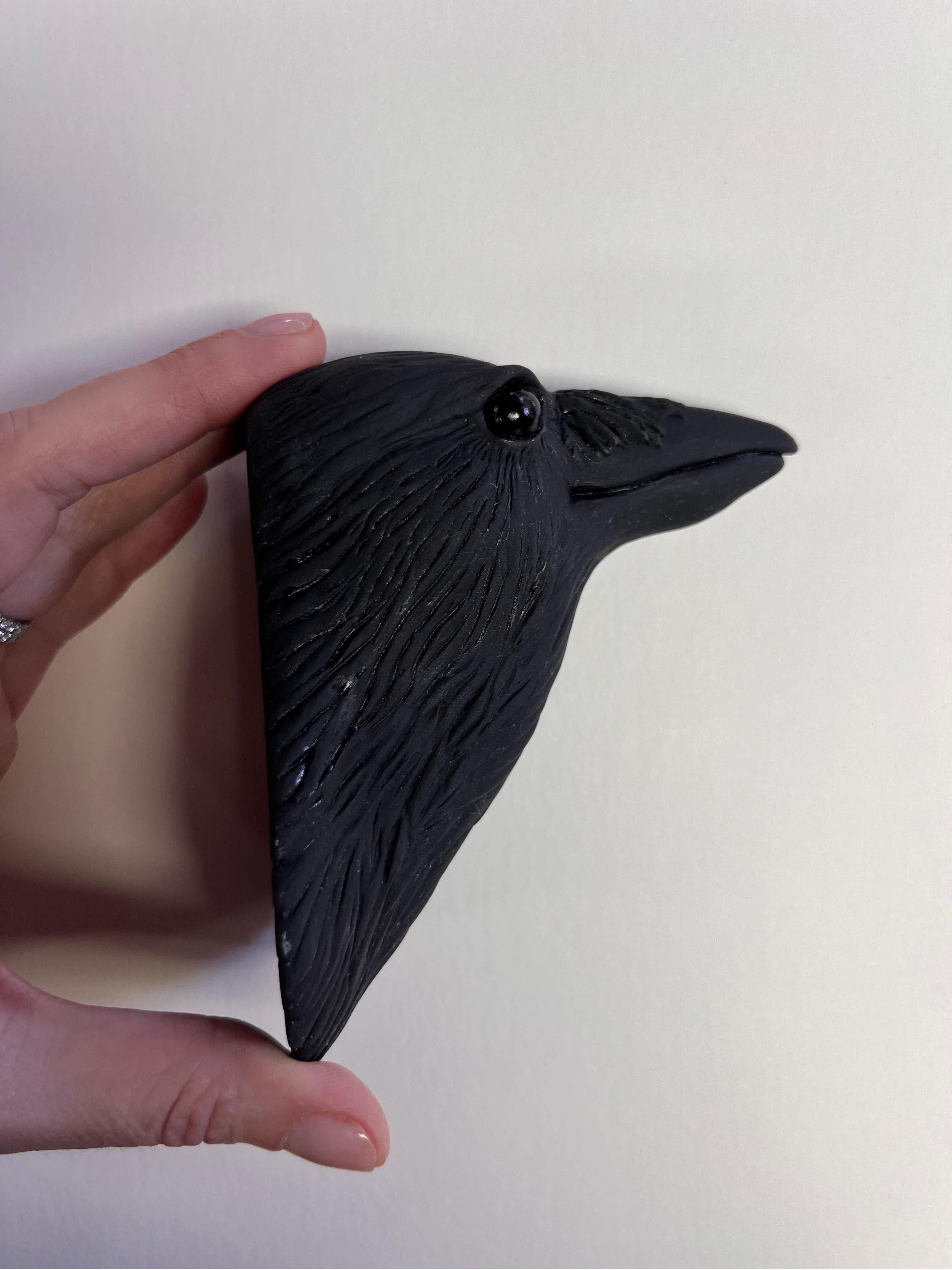 Ceramic Wall Sculpture of Crow #15 For Sale 2
