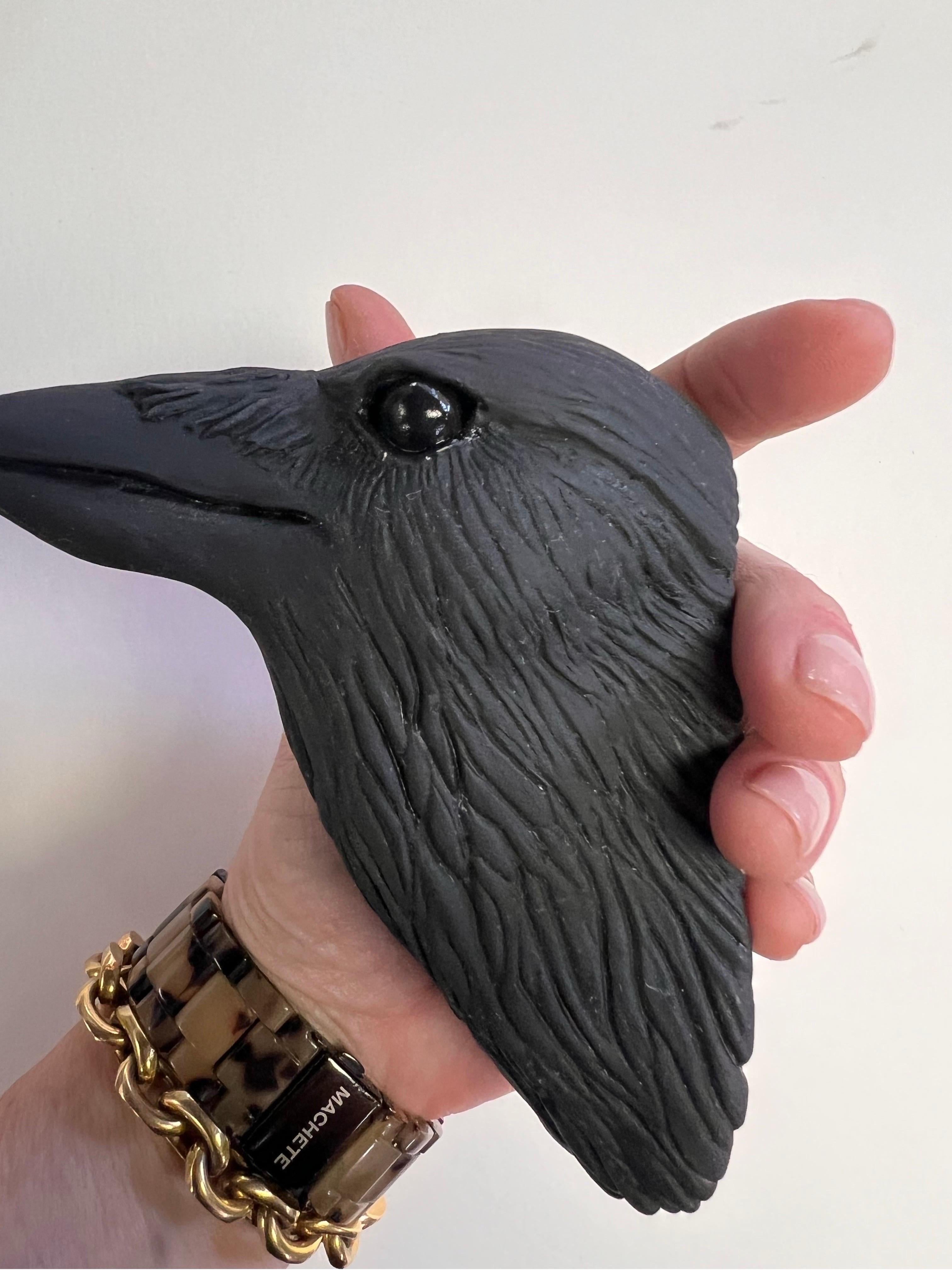 Ceramic Wall Sculpture of Crow #15 - Gray Still-Life Sculpture by Karla Walter
