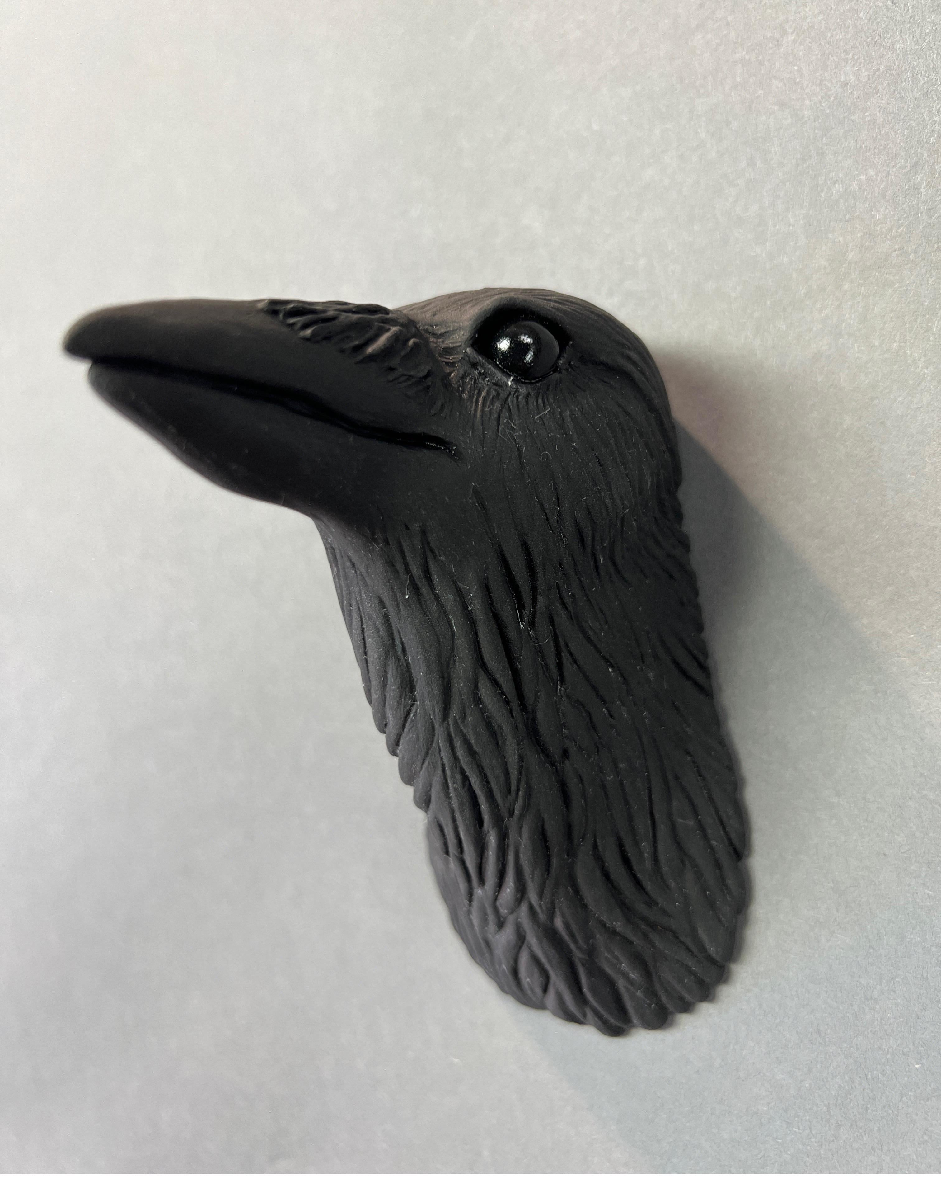 Ceramic Wall Sculpture of Crow #15 For Sale 3