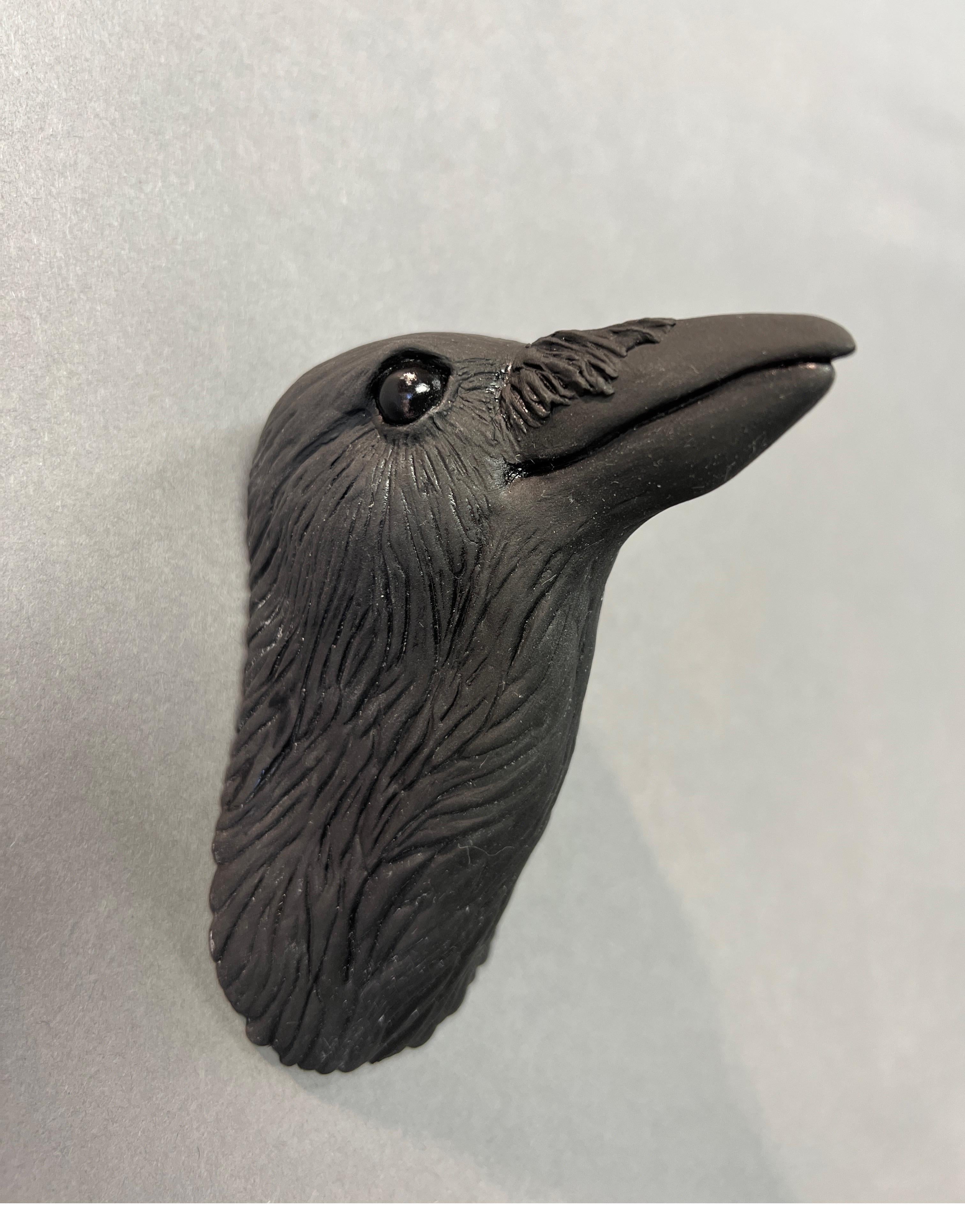 Karla Walter Still-Life Sculpture - Ceramic Wall Sculpture of Crow #15