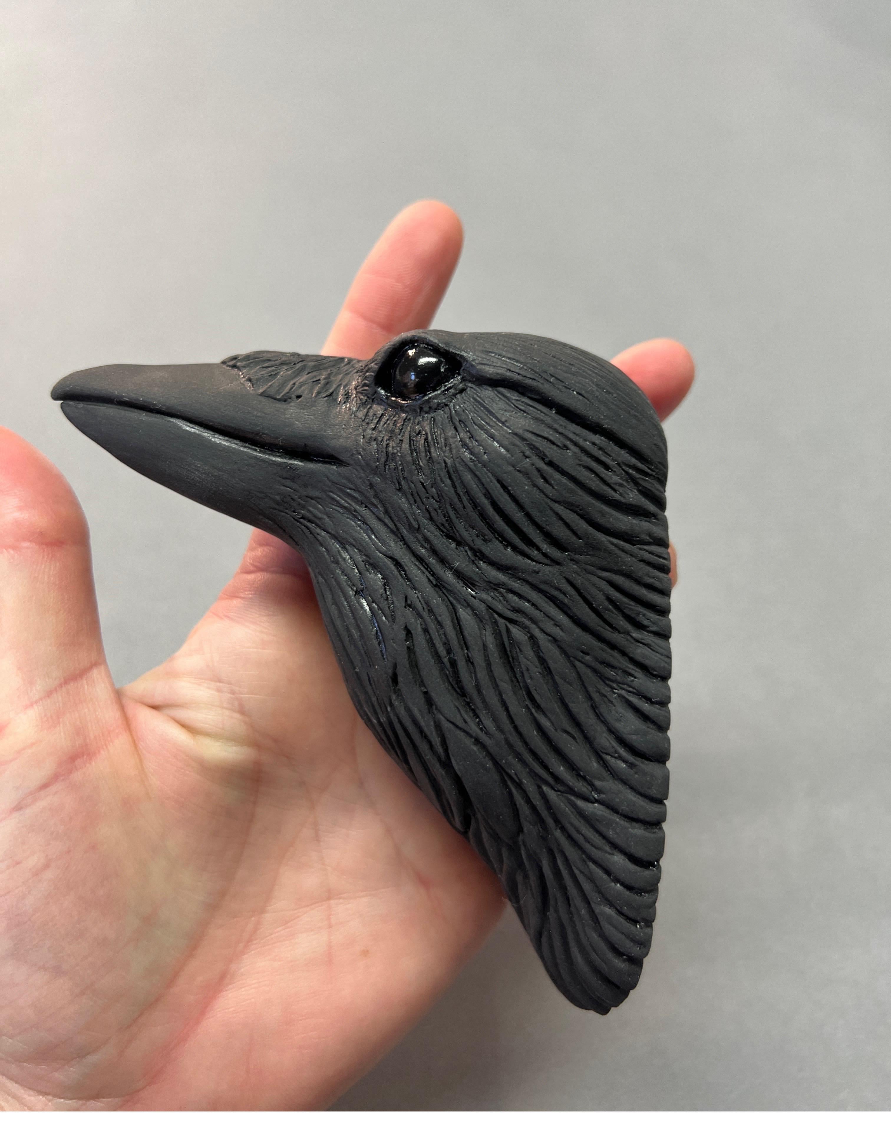 Ceramic Wall Sculpture of Crow #16 For Sale 2