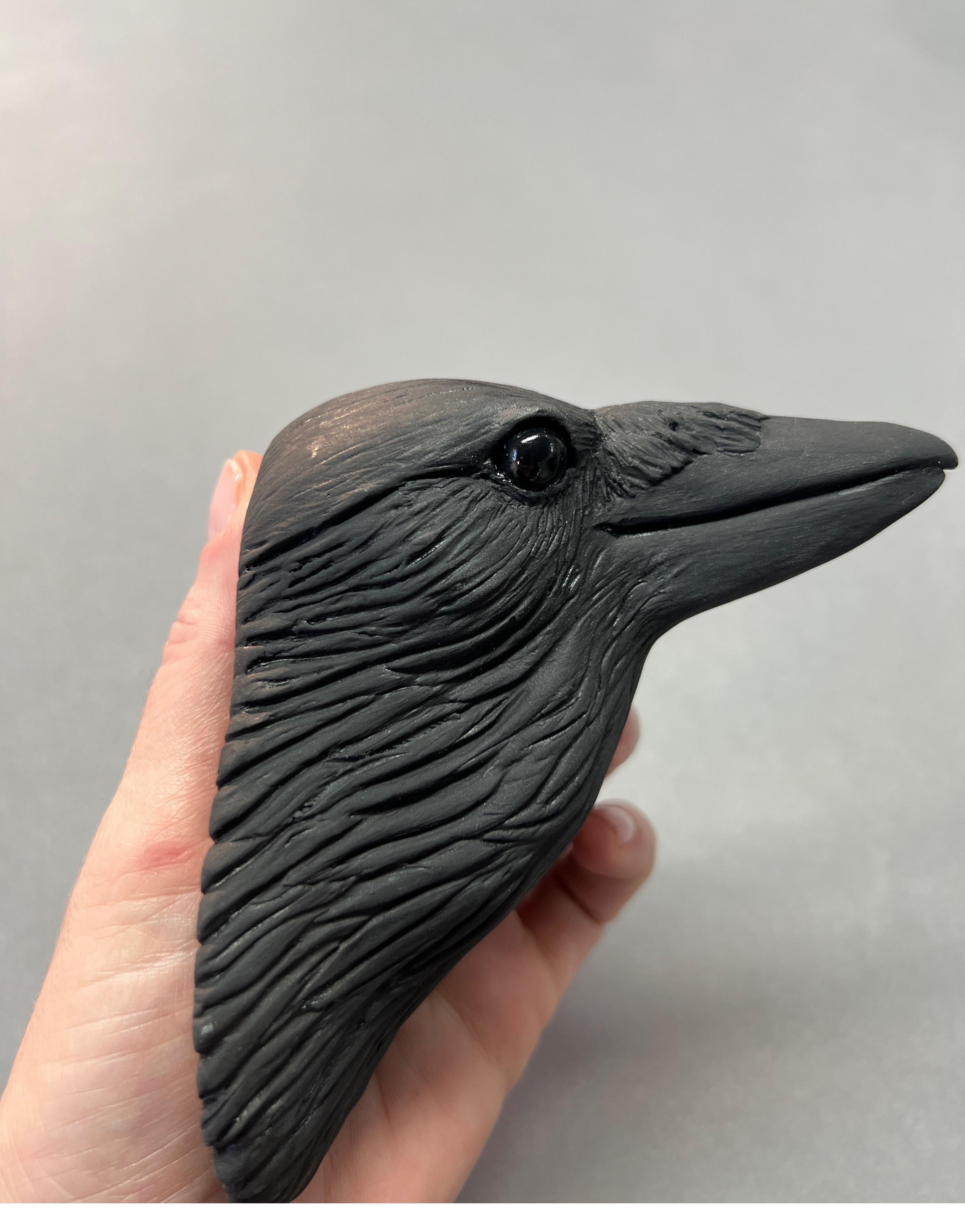 Ceramic Wall Sculpture of Crow #16 For Sale 3