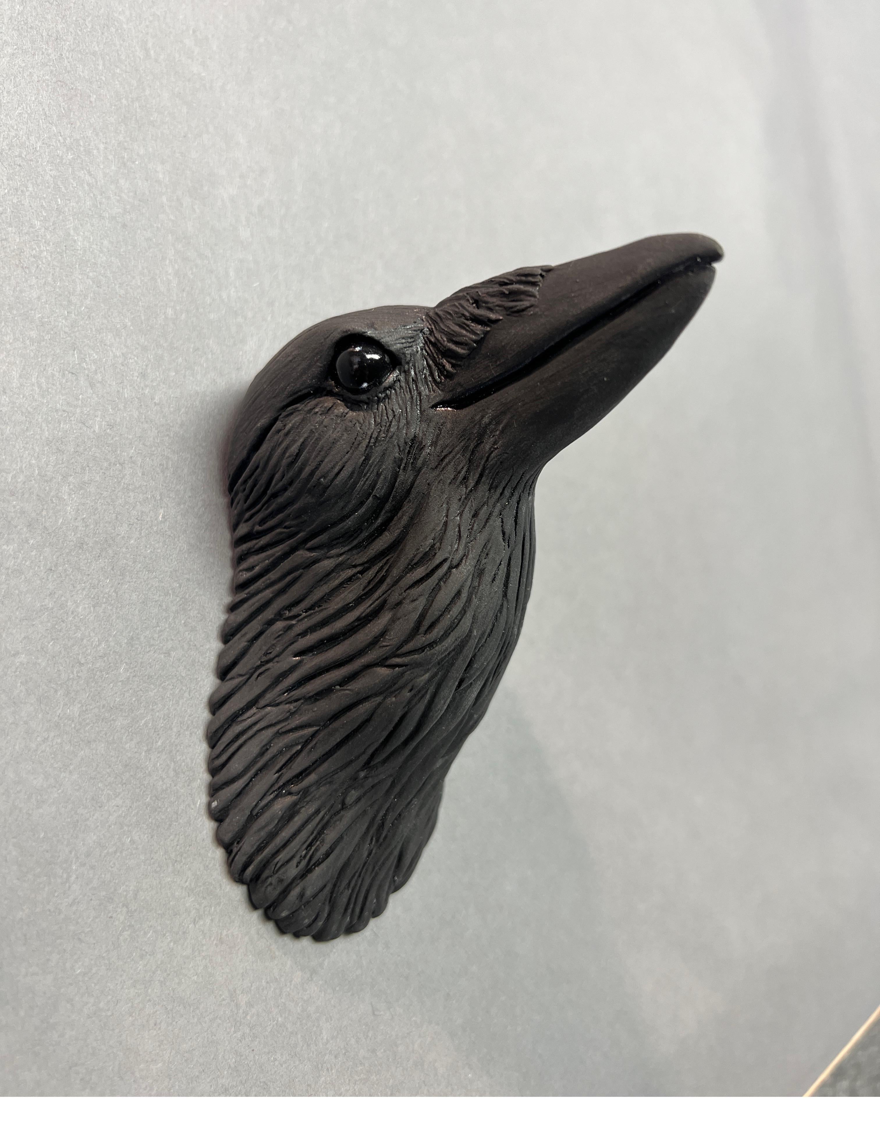 Karla Walter Still-Life Sculpture - Ceramic Wall Sculpture of Crow #16