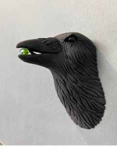 Ceramic Wall Sculpture of Crow #8