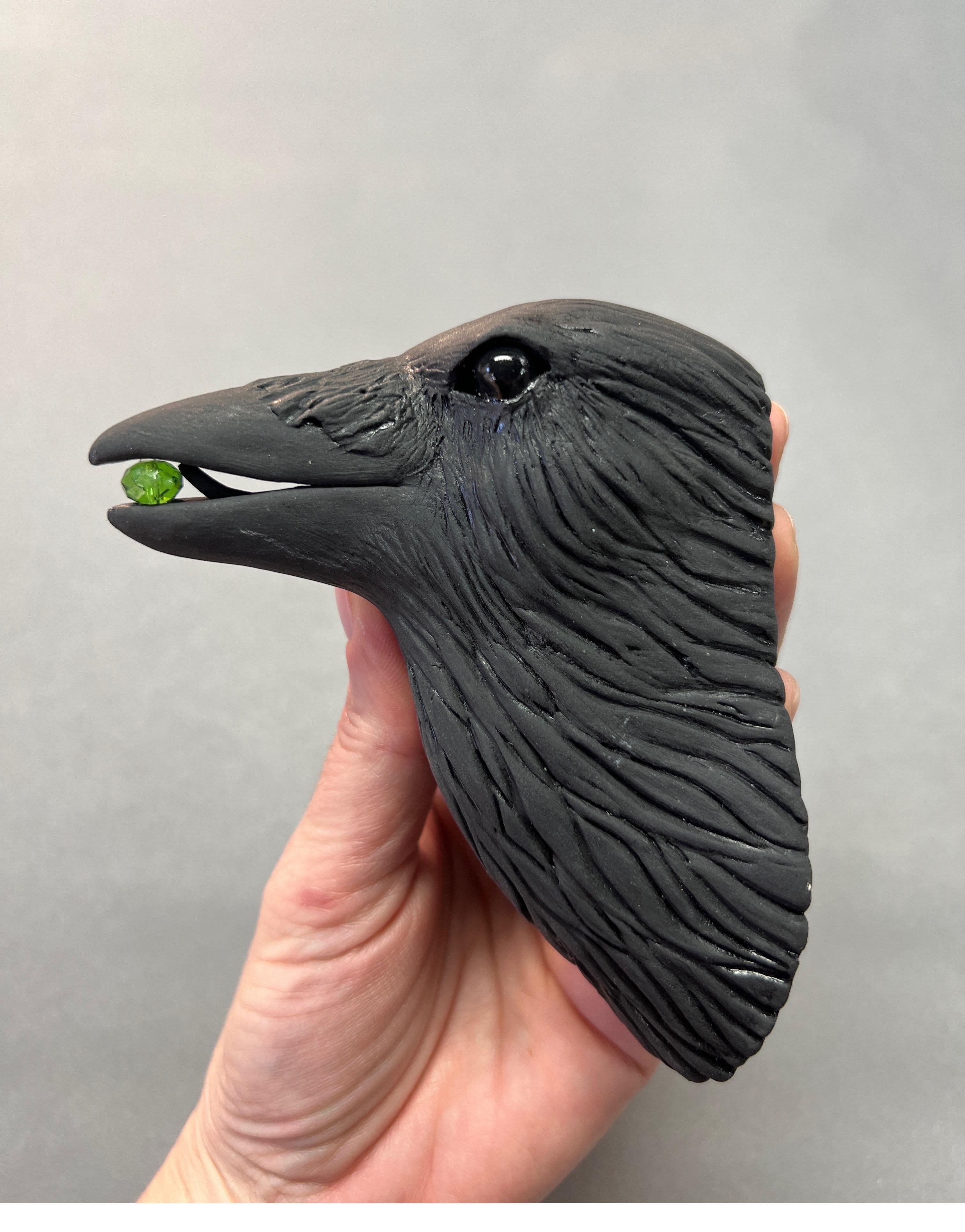 Ceramic Wall Sculpture of Crow #8 For Sale 1
