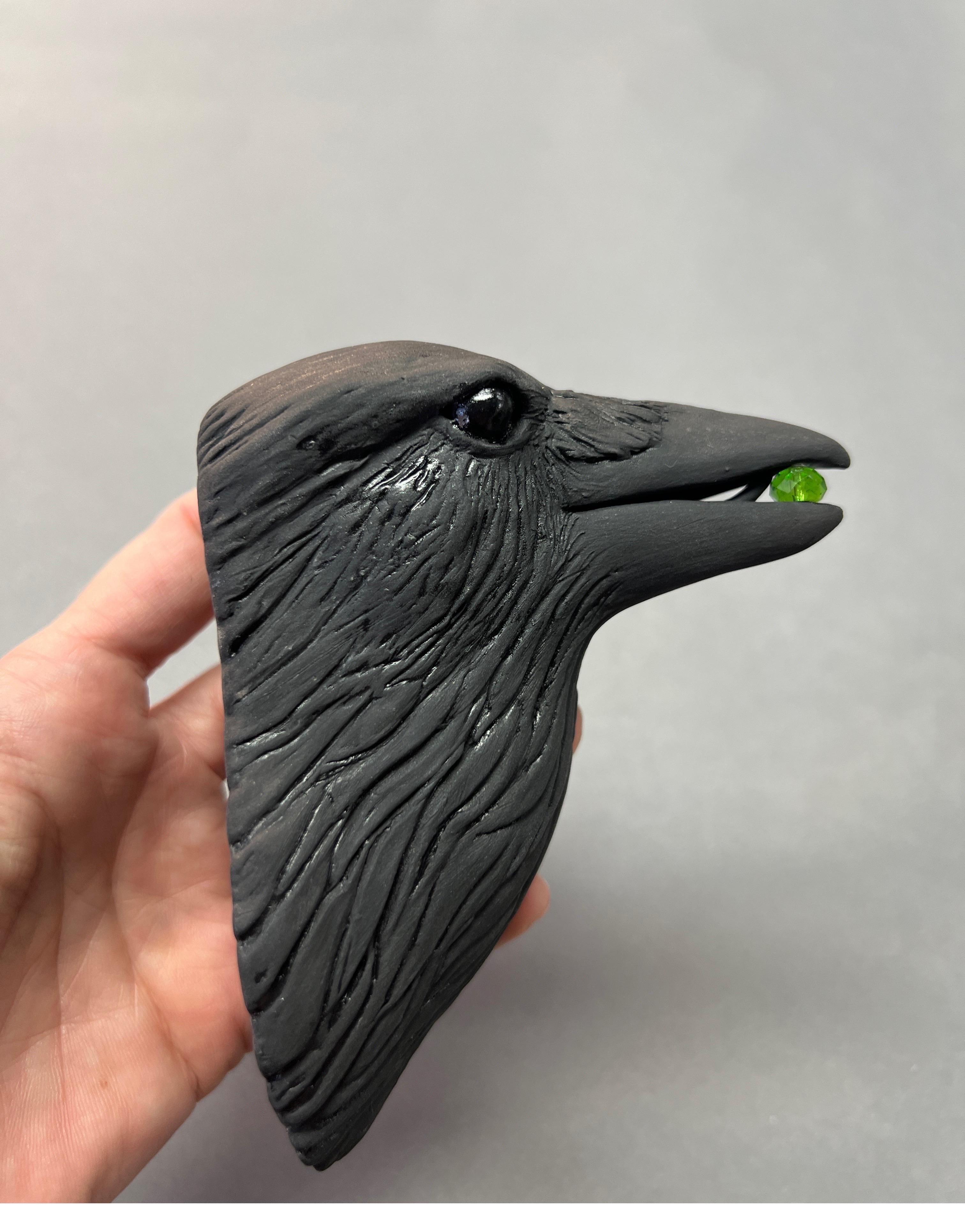 Ceramic Wall Sculpture of Crow #8 For Sale 2