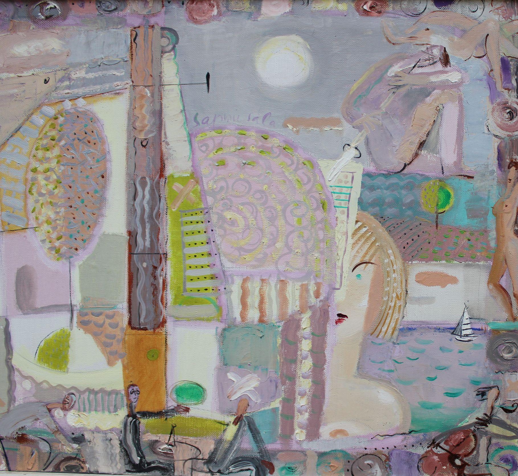 My world - Gray Abstract Painting by Karlis Silinsh