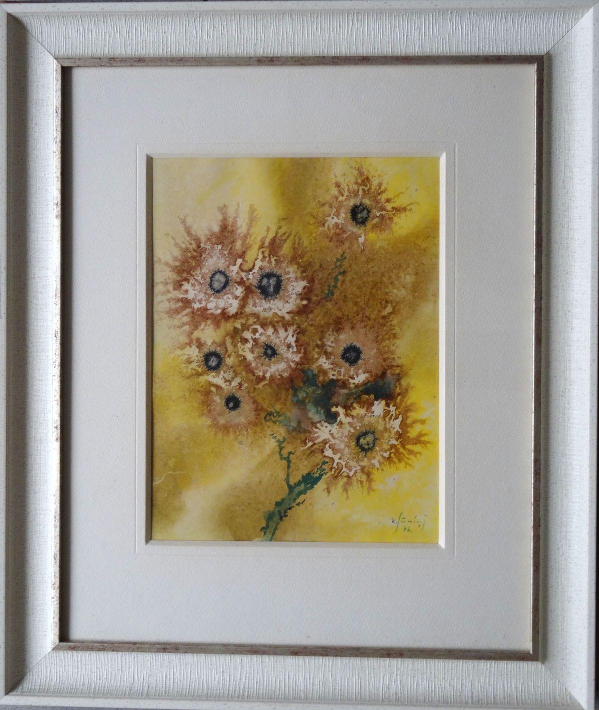 Flowers. 1972, paper, watercolor, 31x23 cm - Painting by Karlis Sunins