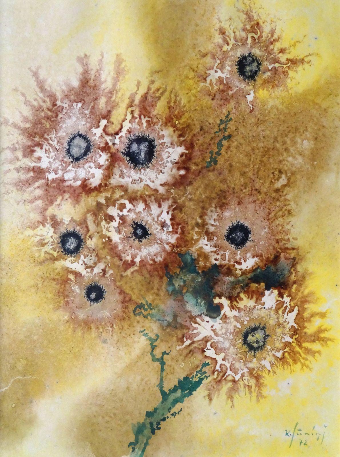 Karlis Sunins Still-Life Painting - Flowers. 1972, paper, watercolor, 31x23 cm