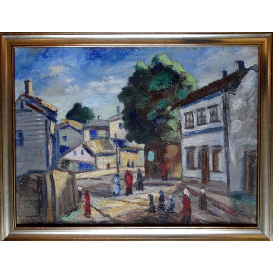 Kleinstadt. Öl auf Leinwand, 73x56 cm, Öl – Painting von Karlis Veitners