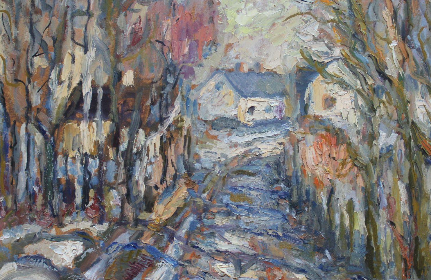 Spring - Gray Landscape Painting by Karlis Veitners