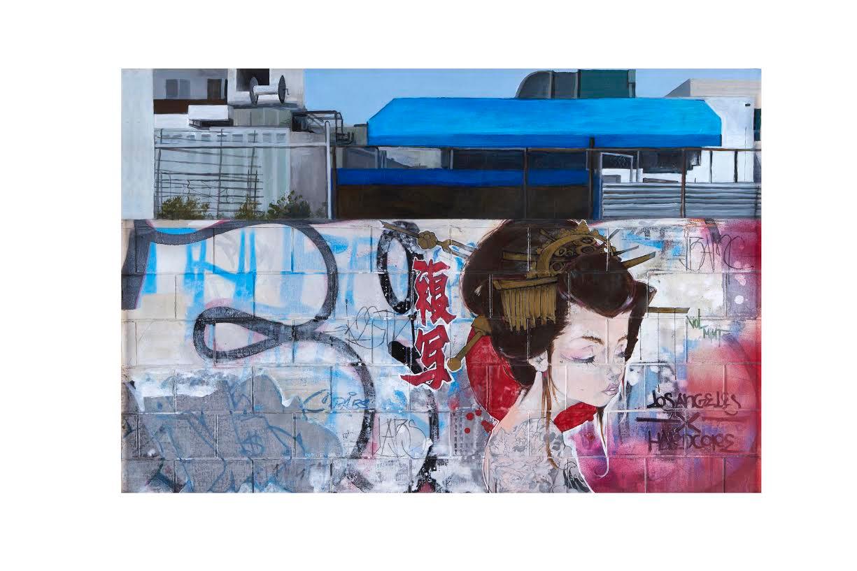 Karlos Marquez Landscape Painting - Asia - Original Urban Painting - Graffiti Inspired 