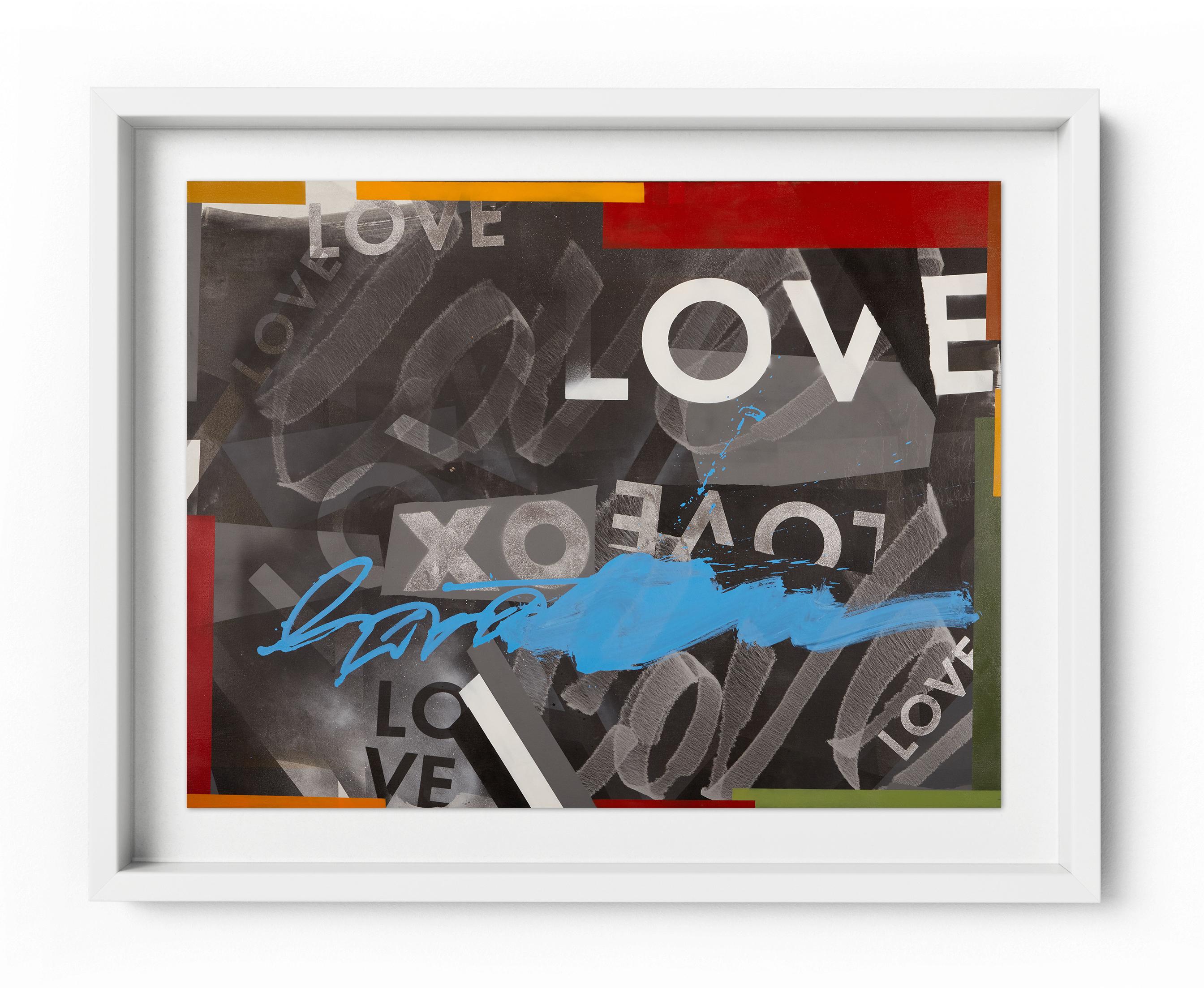 Get Love - Framed Limited Edition Print - Contemporary - Graffiti Inspired - Black Abstract Print by Karlos Marquez