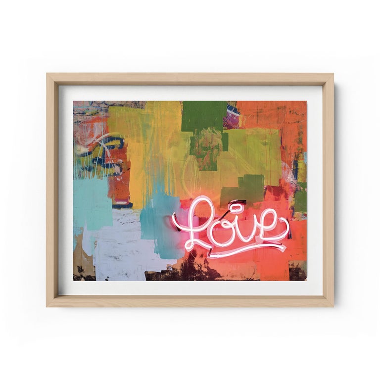 Love vs. Love - Framed Limited Edition Print - Contemporary - Modern Abstract - Beige Abstract Print by Karlos Marquez