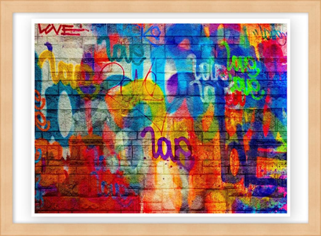 Off the Wall - Framed Limited Edition Fine Art Print - Contemporary Graffiti  - Brown Abstract Print by Karlos Marquez