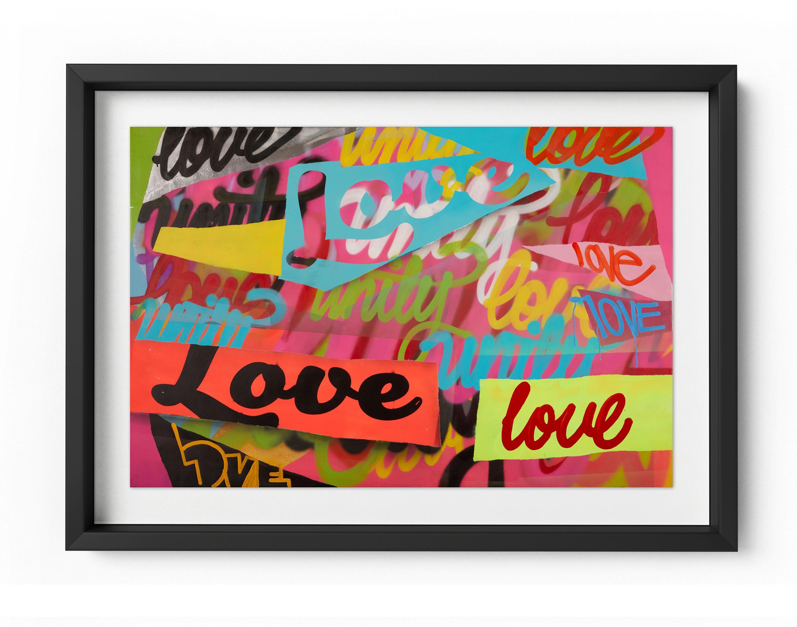 Abstract Print Karlos Marquez - Unité et amour - Impression encadrée en édition limitée - Contemporain - Inspiré des graffitis