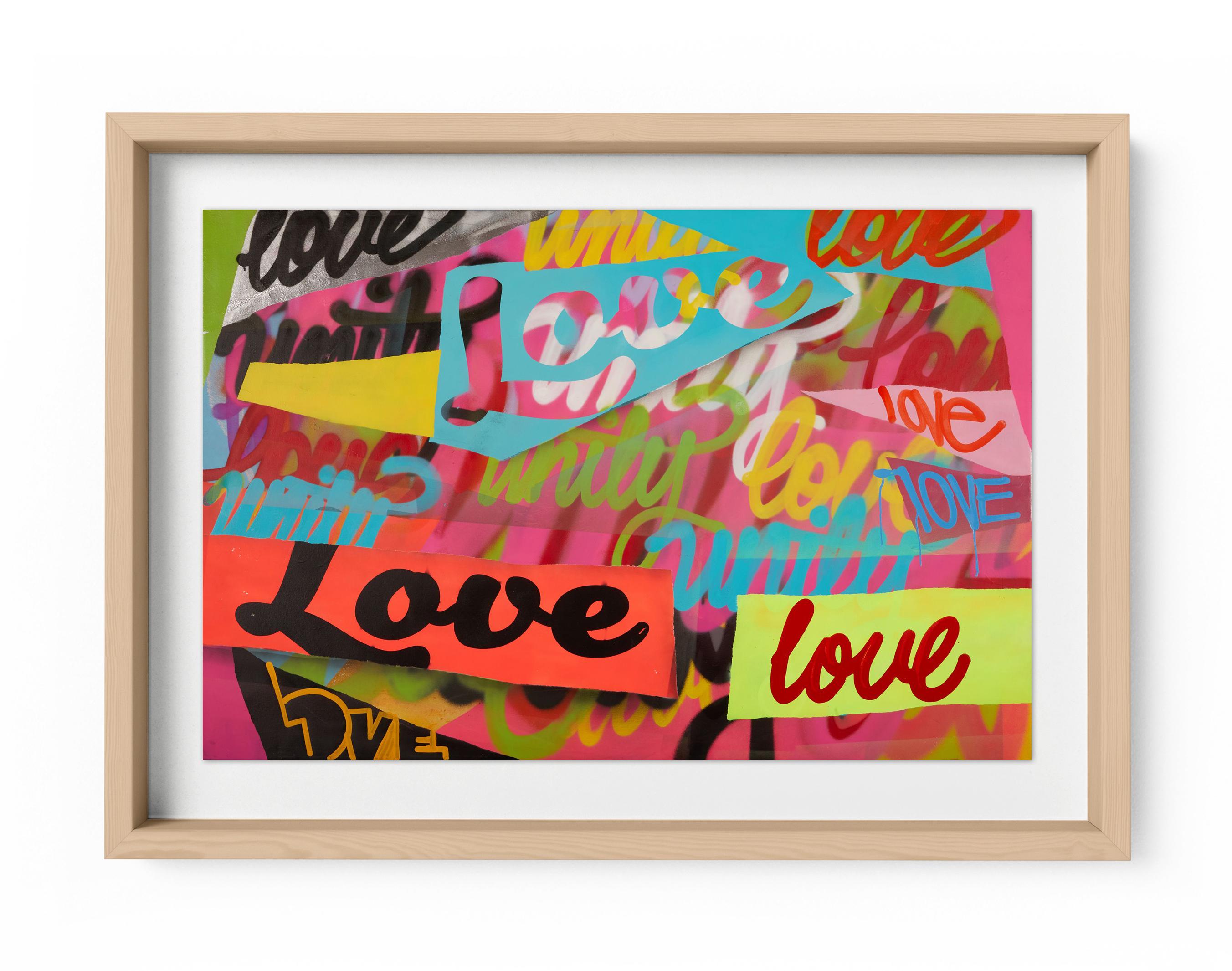 Unité et amour - Impression encadrée en édition limitée - Contemporain - Inspiré des graffitis - Print de Karlos Marquez