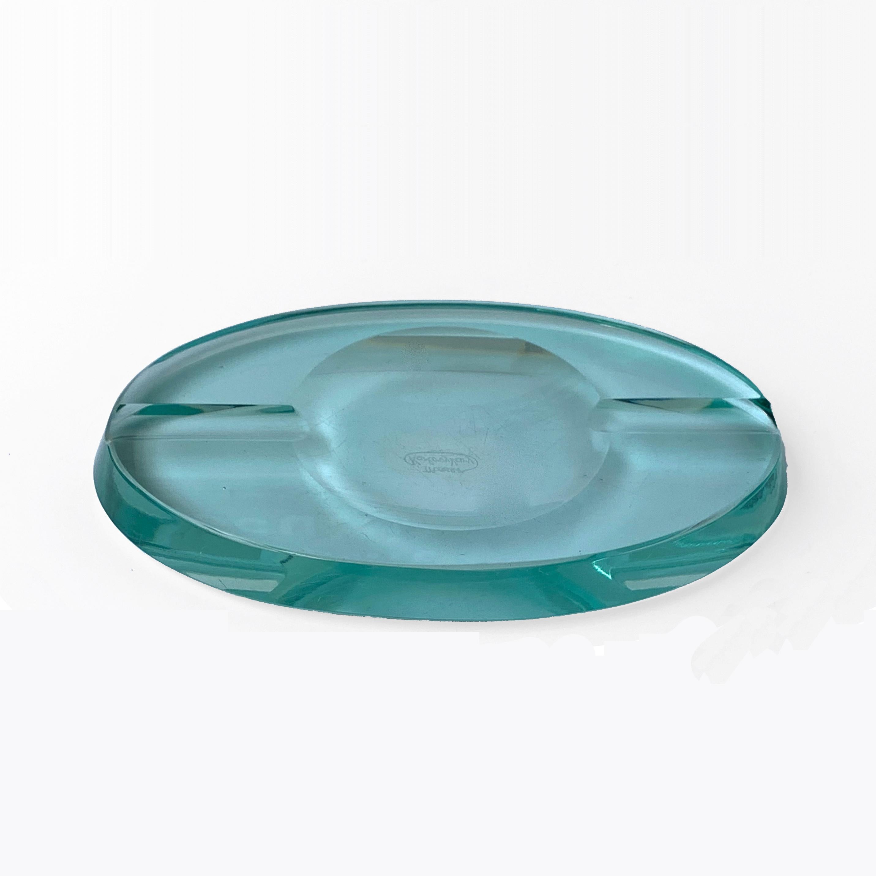 Karlovy Vary Moser, Ashtray Aquamarine Faceted Crystal Czech Republic, 1950s 5