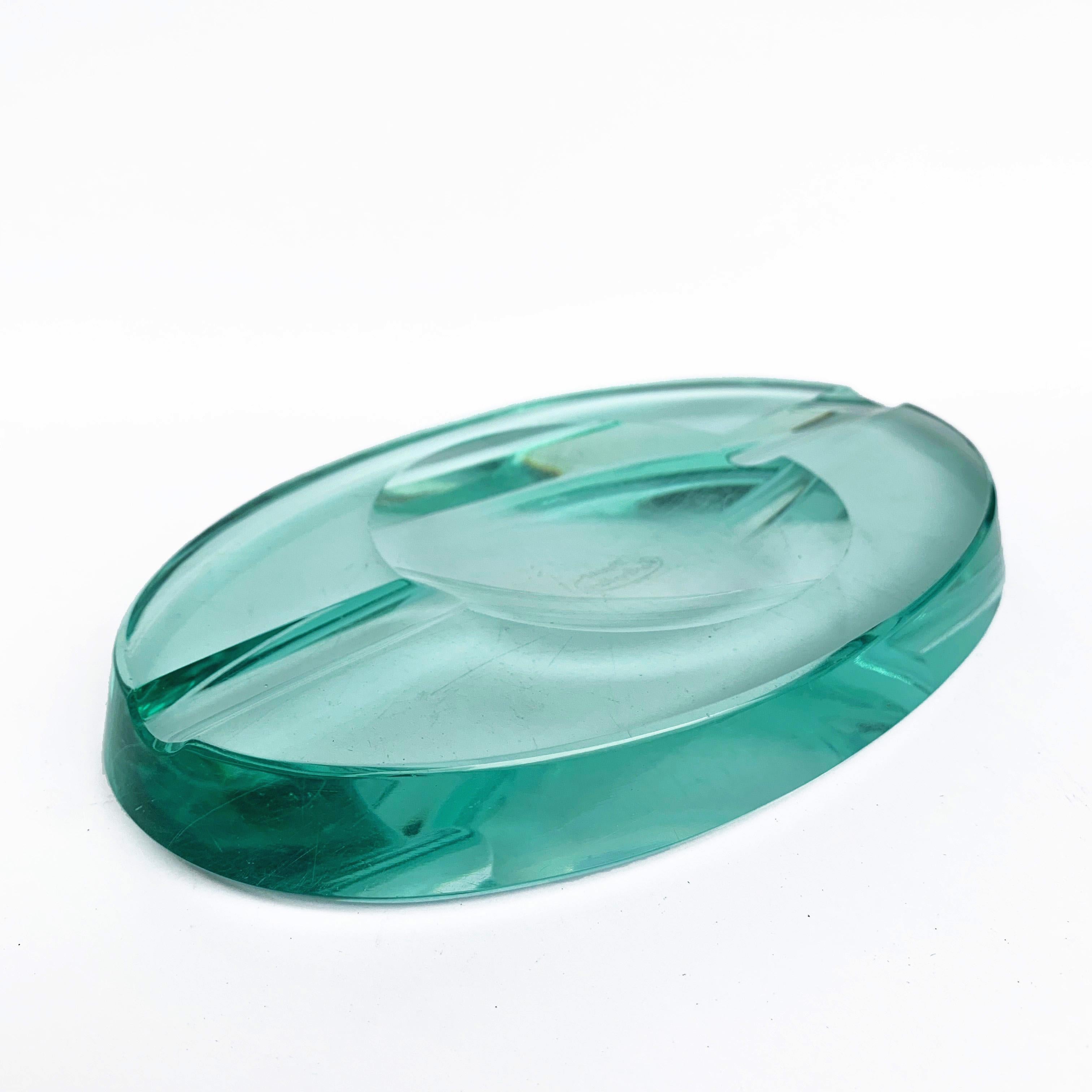 Karlovy Vary Moser, Ashtray Aquamarine Faceted Crystal Czech Republic, 1950s 6