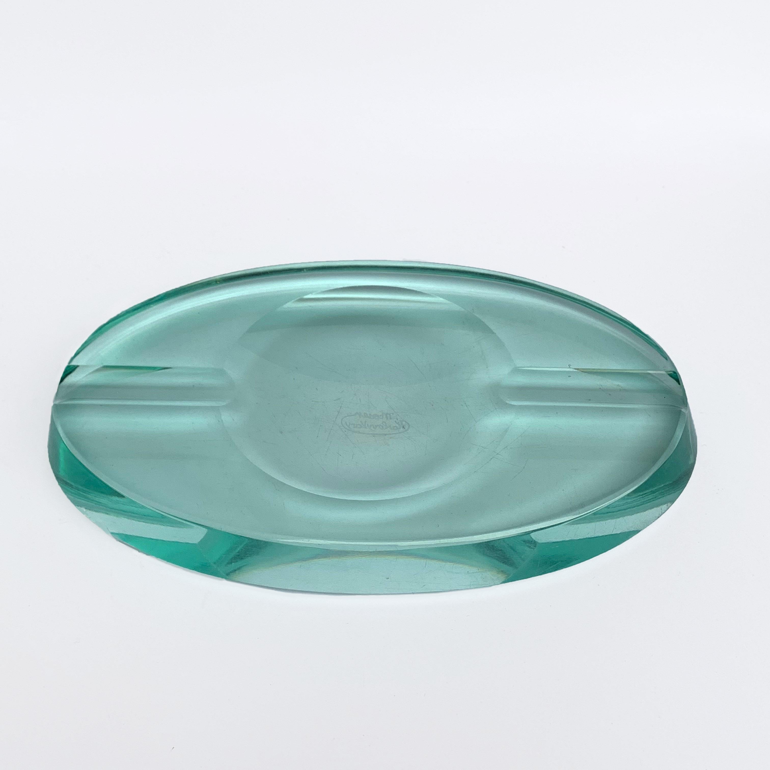 Karlovy Vary Moser, Ashtray Aquamarine Faceted Crystal Czech Republic, 1950s 8